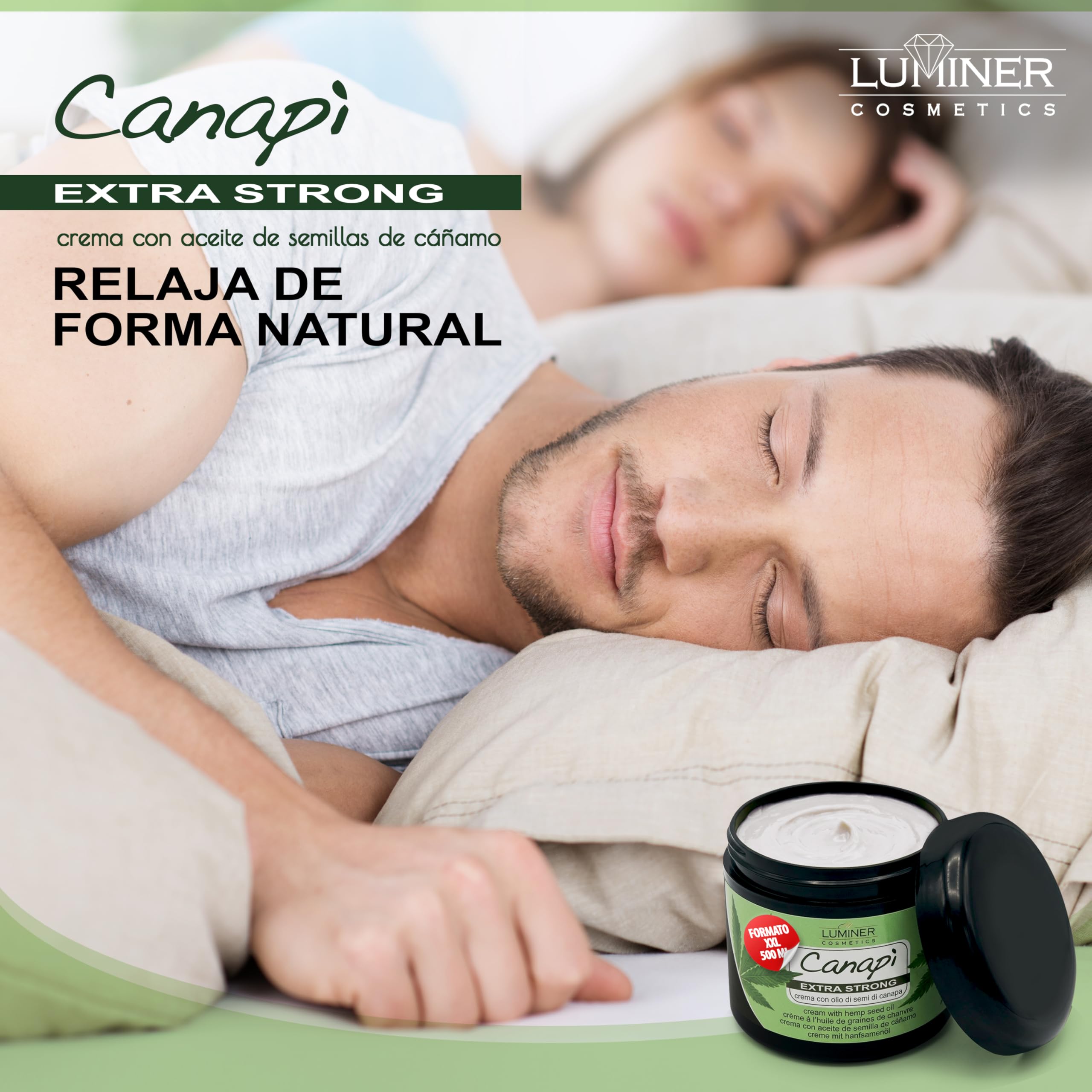 Luminer Crema de aceite de semillas de Cáñamo 500 ml – Gel de masaje con aceite de semillas de cáñamo, árnica y harpagofito – Rápida absorción