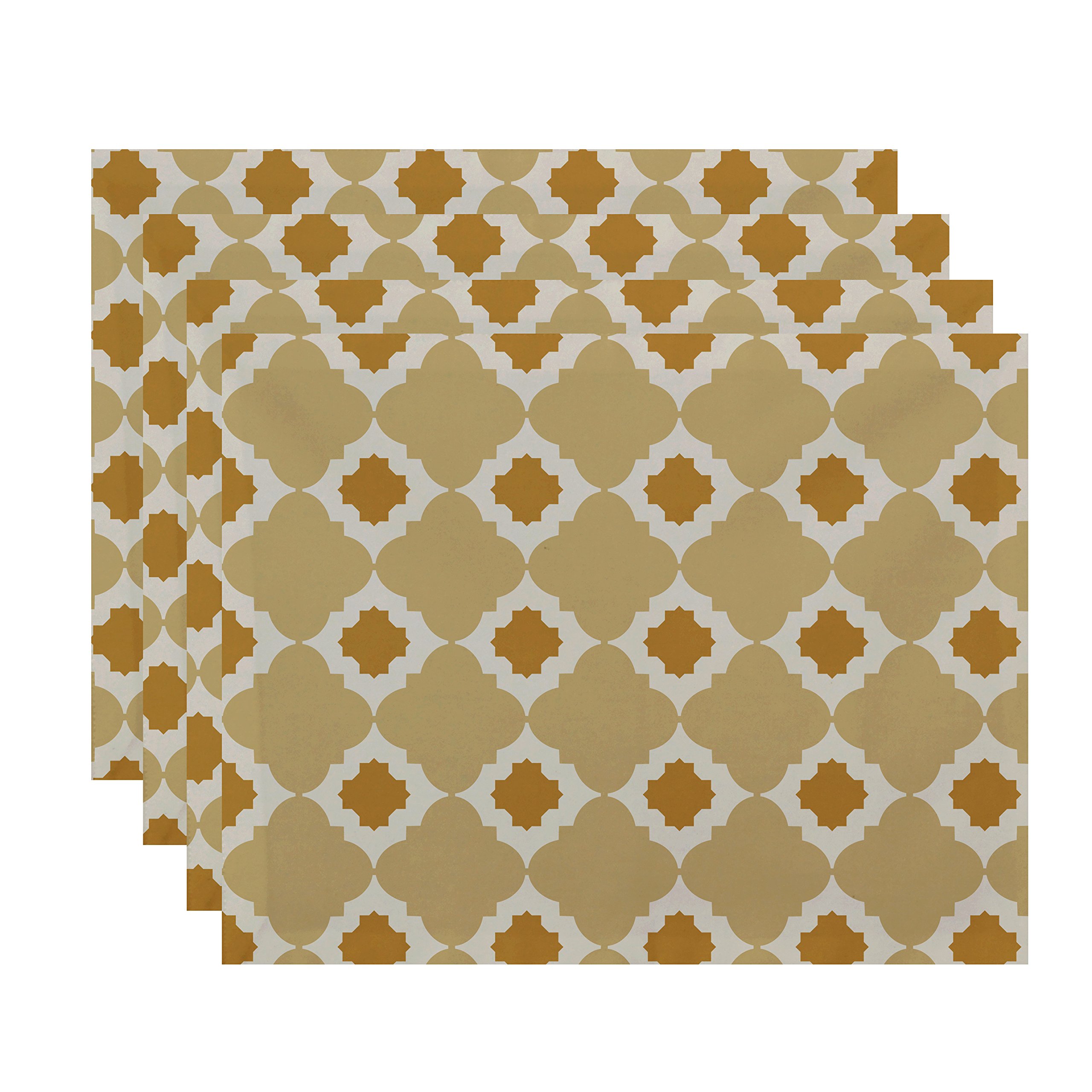 PT4GN362YE4YE6 Medina Geometric Print Placemat, 18" x 14", Gold