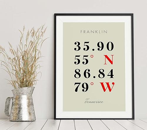 Miniatura 6 de Mapa de Franklin, Tennessee, Coordenadas Multilíneas de Colores (12x16)