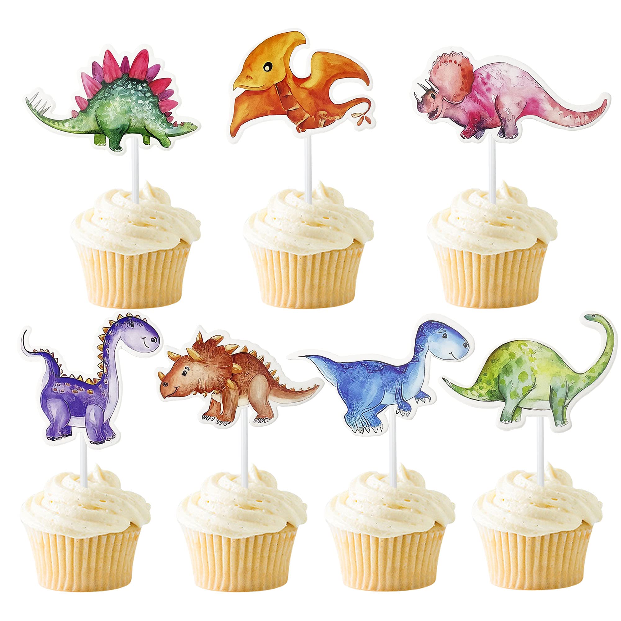 Buy 42 PCS Watercolor Dinosaur Cupcake Toppers Dinosaur Cake Toppers