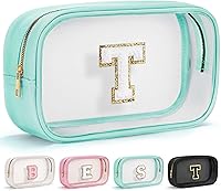Vista 120 de YOOLIFE - Bolso transparente con iniciales para artículos de aseo personal para mujer, bolso de maquillaje y cosméticos impermeable, regalos de San