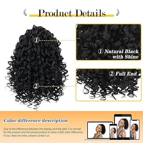 Miniatura 2 de PEACOCO - Cola de caballo afro rizada con cordón para mujeres negras, extensiones de cabello sintético de 10 pulgadas con clip, extensiones de cola