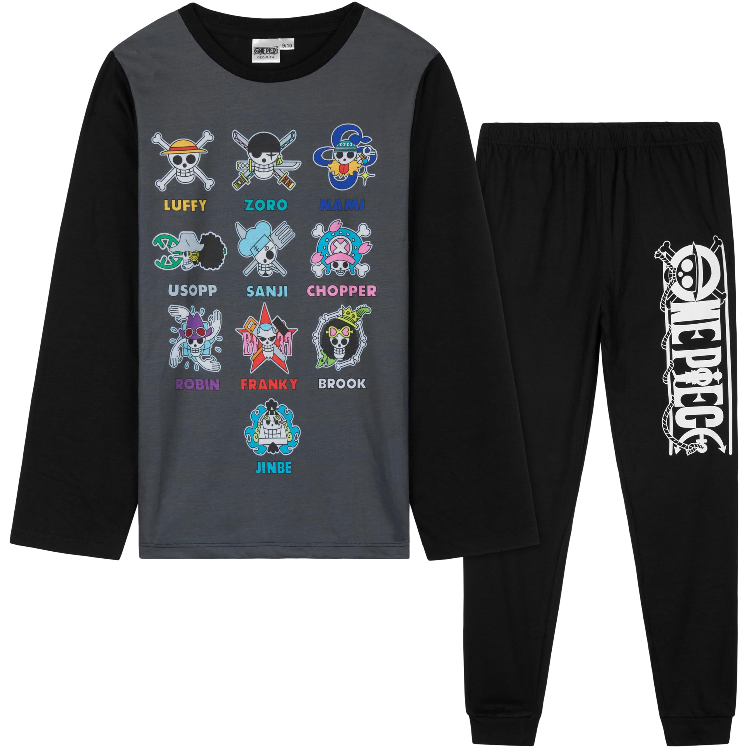 One Piece Pyjama Garçon Long, Ensemble Enfant et Ado 2 Pièces, Anime Vêtement de Nuit, Idée Cadeau Manga pour Fans de Luffy