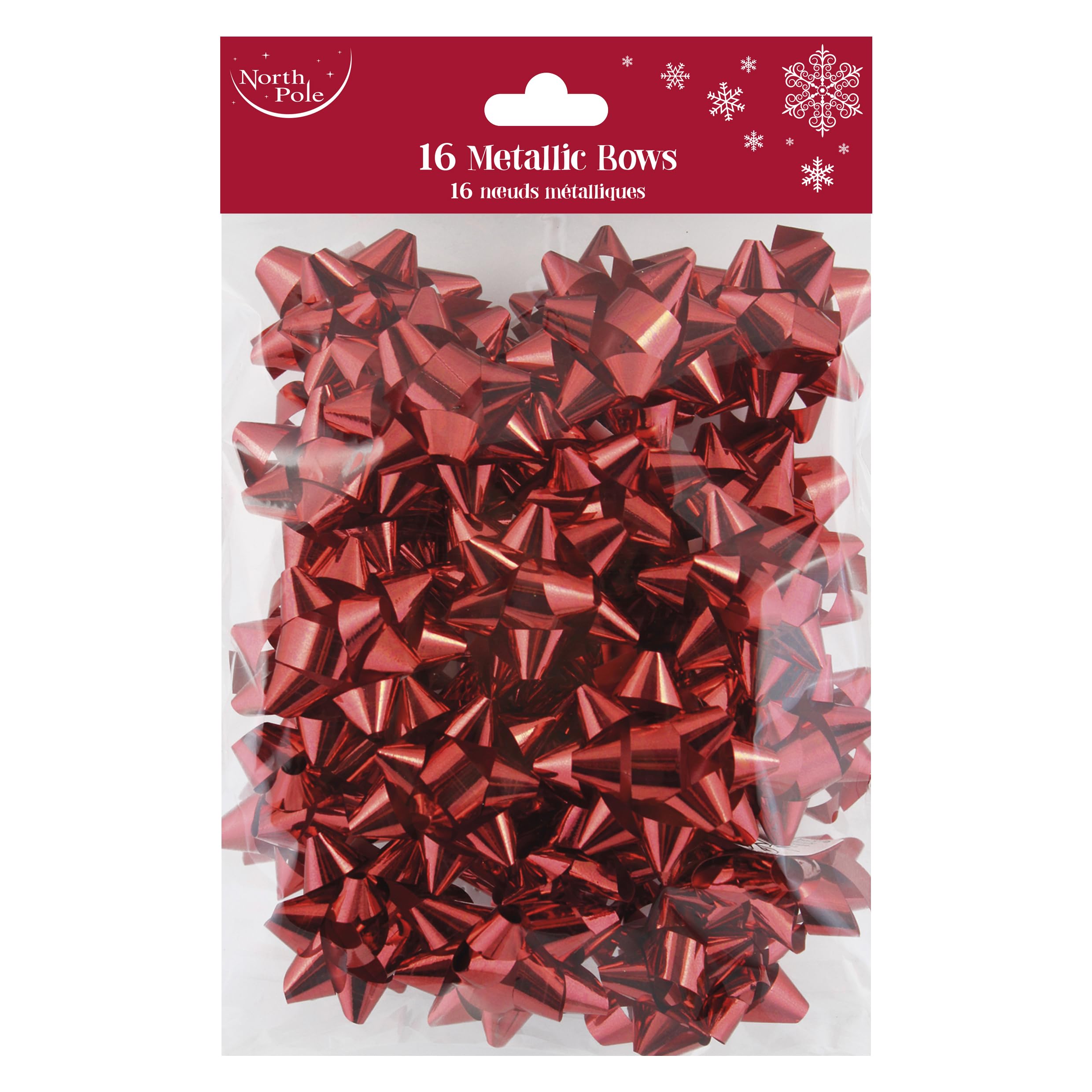 Eurowrap Metallic Red Pack Of 16 Luxury Gift Bows Traditional Christmas Birthday Present Xmas Gift - Gift Bows For Christmas - Decorative Bows For Presents