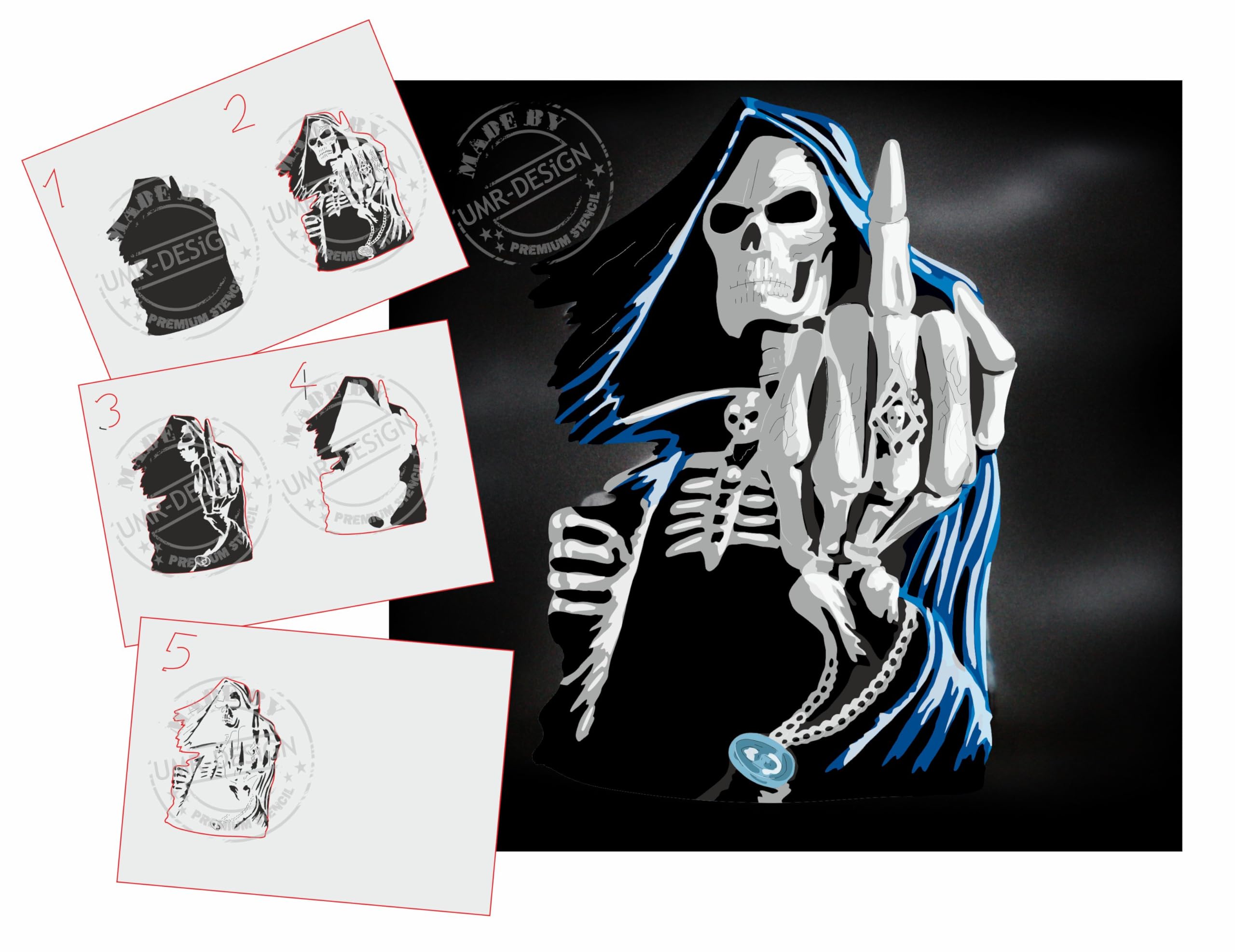 Step by Step Airbrush Stencil Template AS-117 M ca. 5,11" x 3,95"