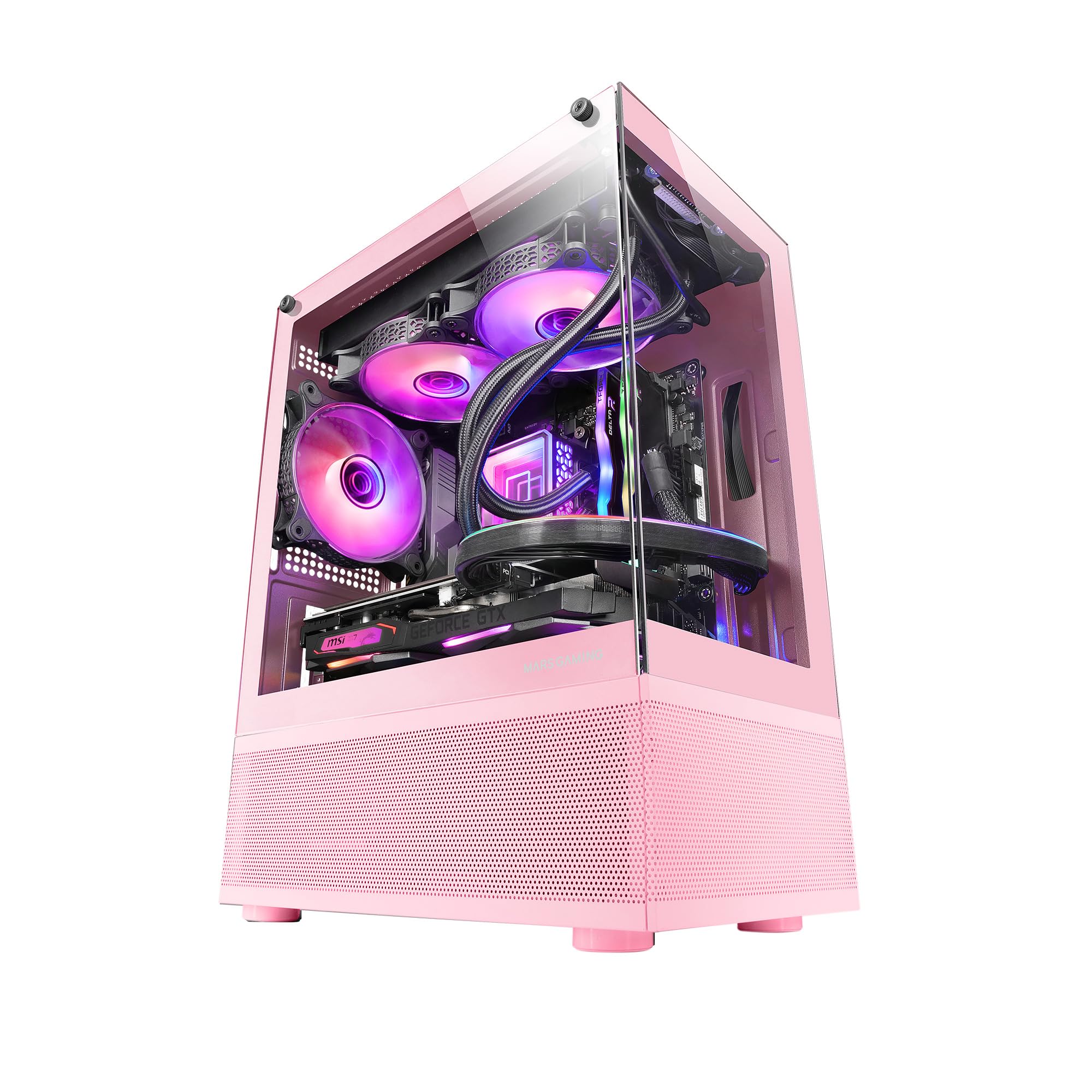 Mars Gaming MC-S1, Caja Gaming MicroATX Compacta, Ventana Lateral Completa, Tira LED ARGB 12 Modos, Ventilador Trasero 80mm FRGB, Soporte Refrigeración Líquida 120mm, Minitorre PC USB 3.0, Negro — view 76