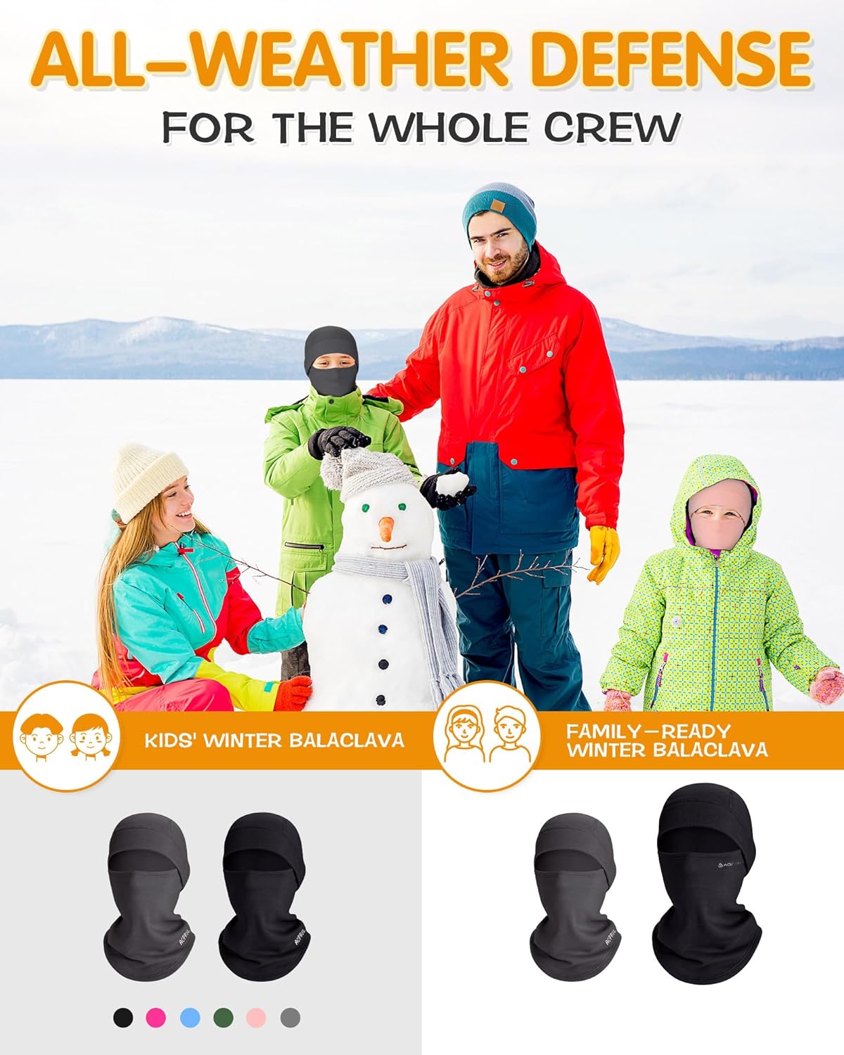 Kids Balaclava Ski Mask, Modal Wool Blend Soft Face Mask for Boys & Girls, Windproof Full Face Cover for Cold Weather - Image 7