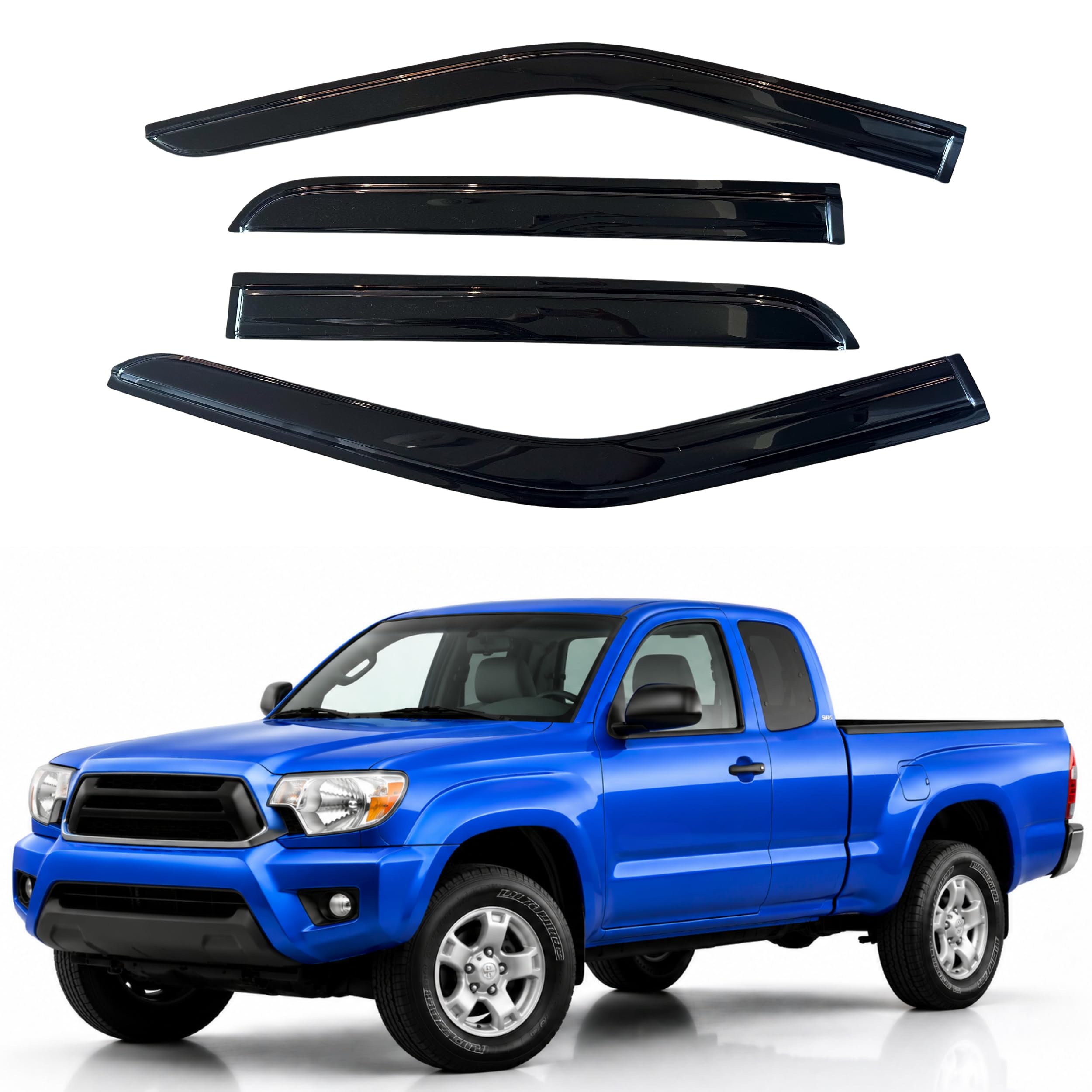 IG Window Visors Fit for 2005-2015 Toyota Tacoma Access Cab, Out-Channel Rain Guards Vent Wind Deflectors 4PC, Truck Accessories for 05-15 Tacoma (Extended Cab Only)