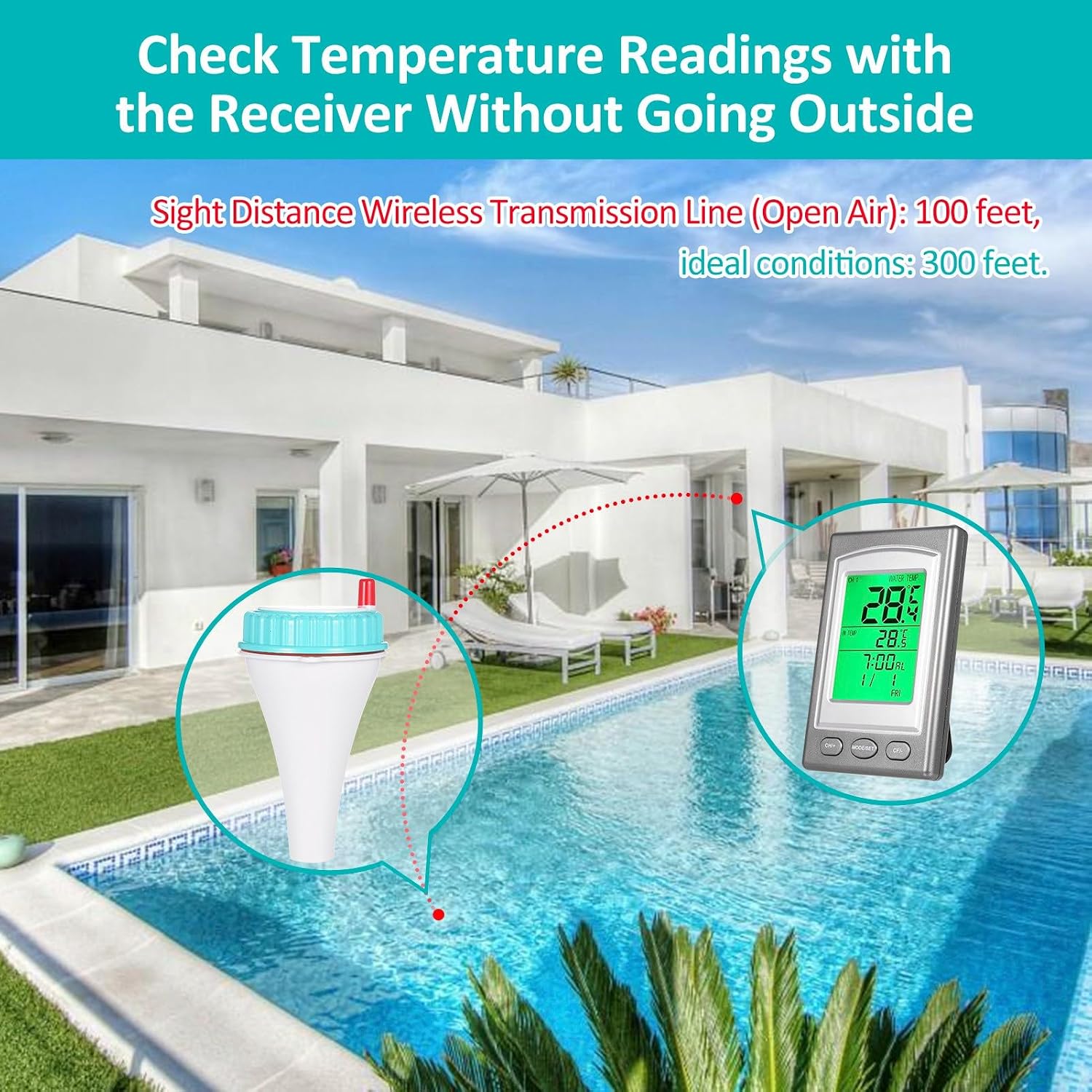 Hancaner Pool Thermometer Floating, Solar Wireless Swim Spa Hot Tub Aquarium