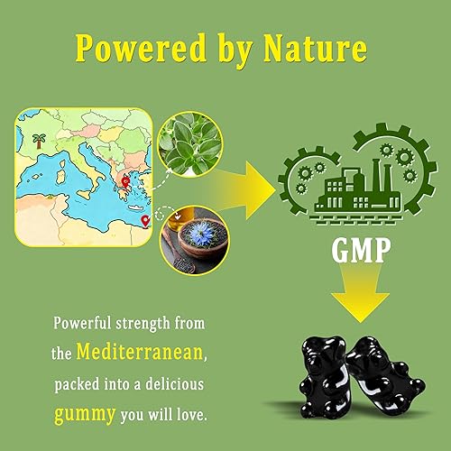 Miniatura 7 de Aceite de orégano con aceite de semilla negra + vitamina D3  Aceite de orégano 3 en 1 500 mg gomitas para la salud inmune  Conserva carvacrol y