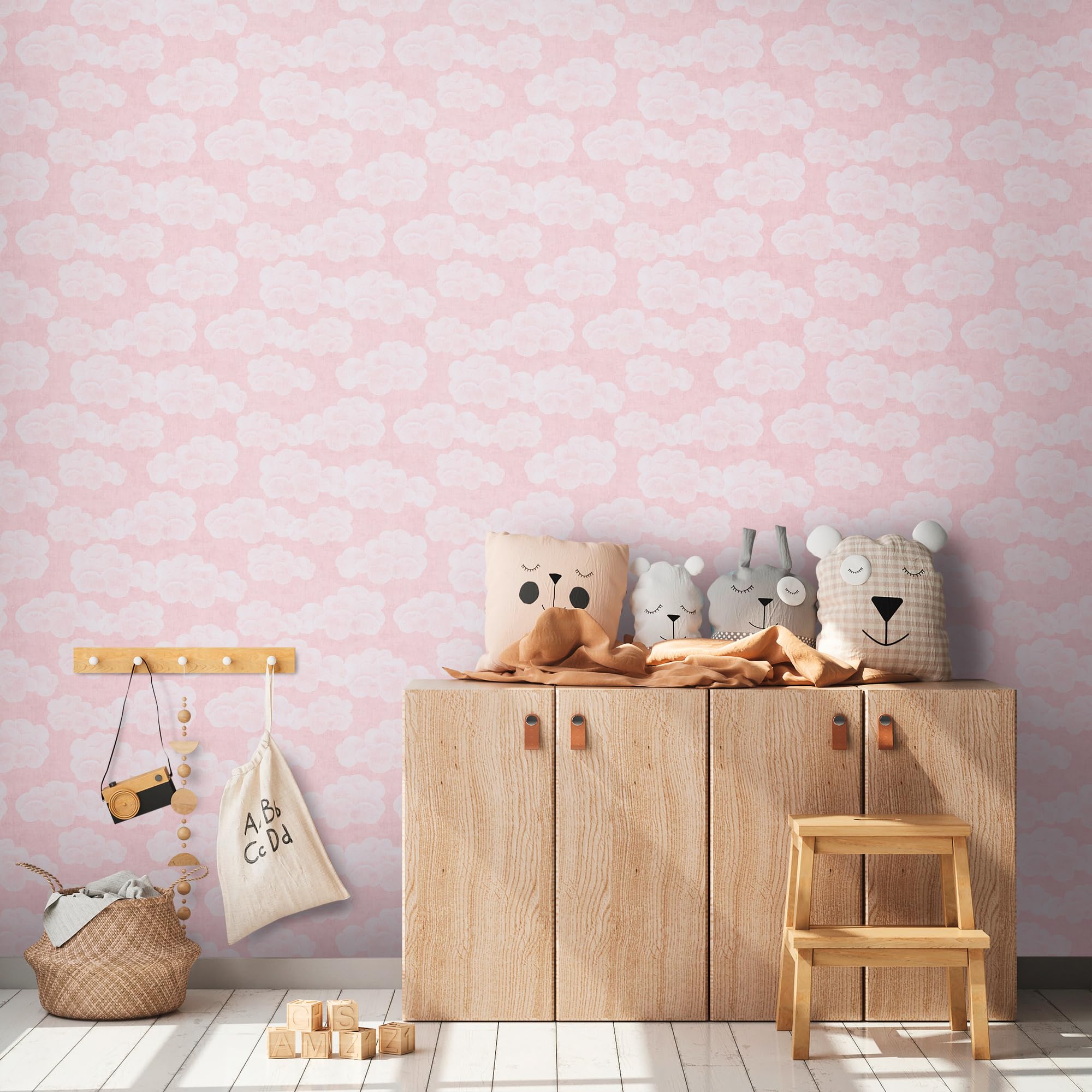 A.S. Création papier peint intissé à motif pour enfants en rosé, blanc – papier peint nuages 10,05 x 0,53 m – 771432