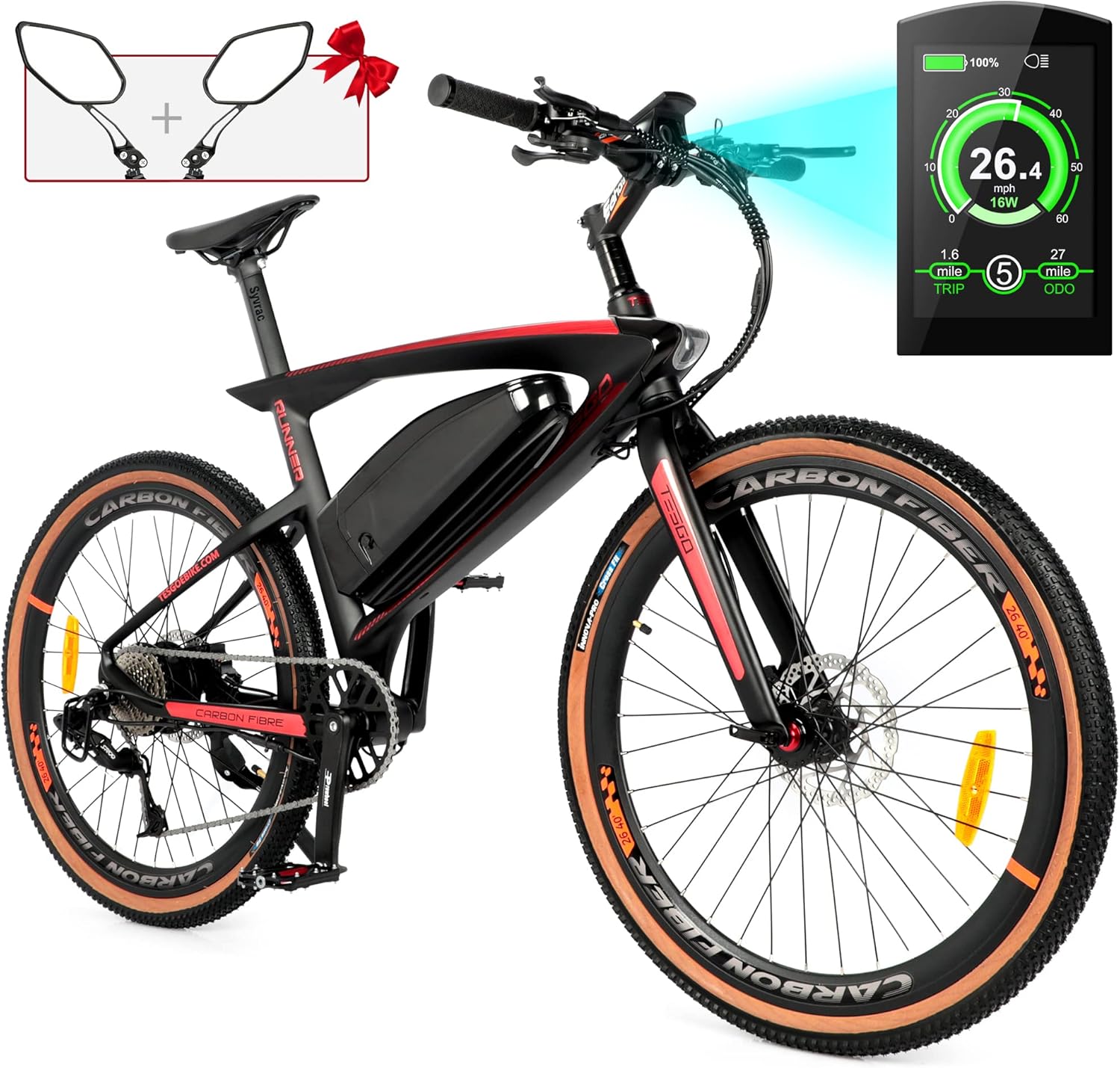 Electric Bike for Adults Carbon Fiber 500W 80KM Range Electric Mountain