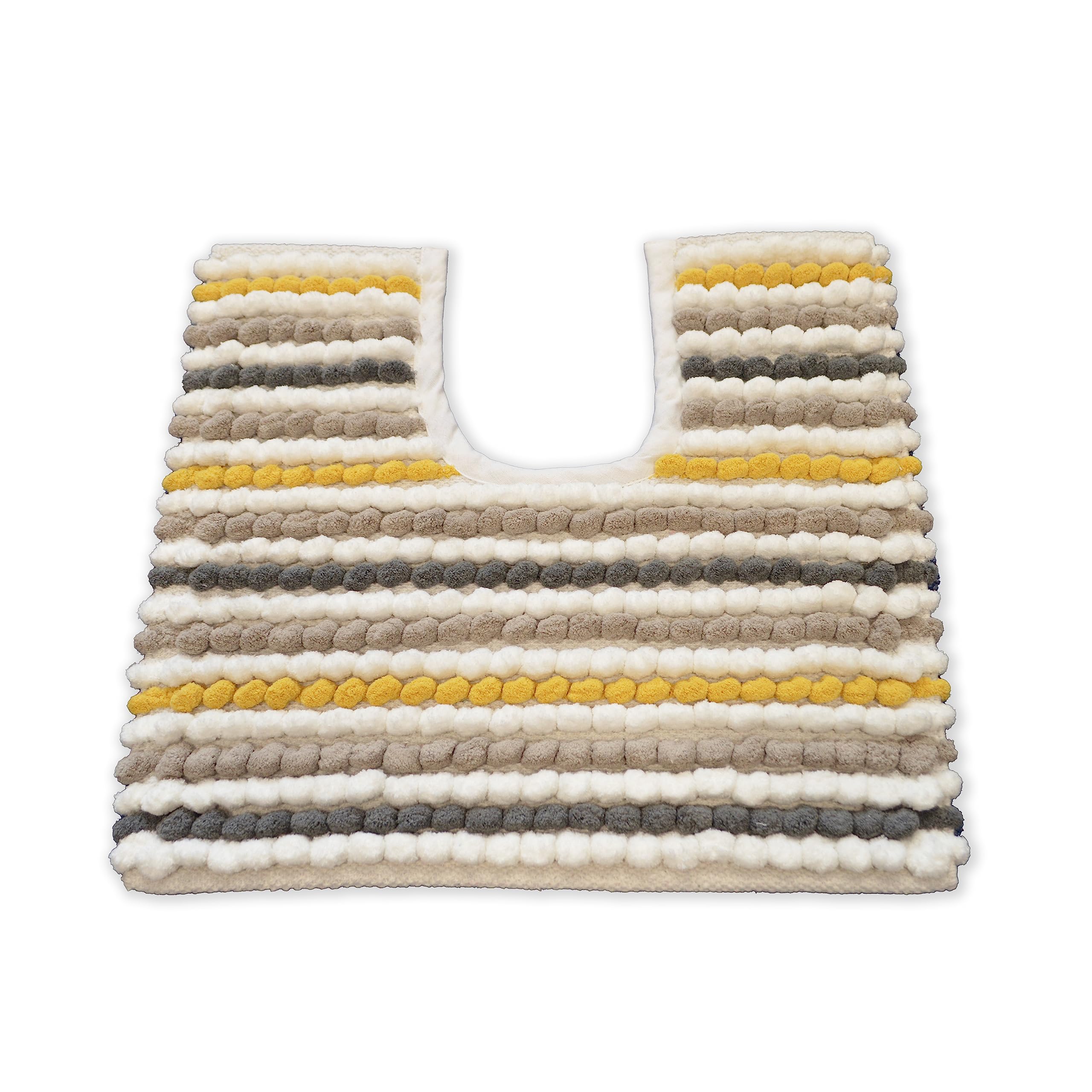 Allure Striped Chunky Bobble Toilet Mat 50 x 50cm – Thick, Hand-Woven, Super Soft Pedestal Mat (Mustard)