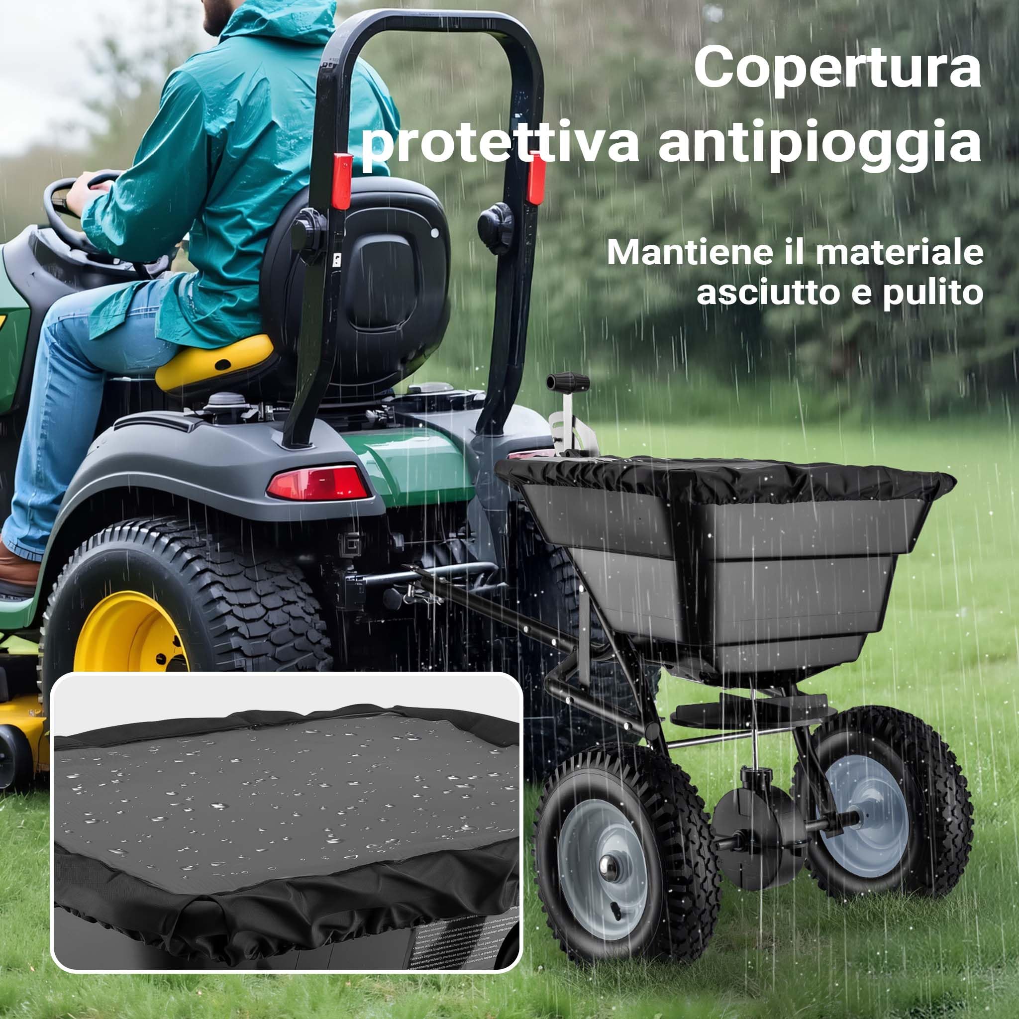 Wiltec GT1507 Carrello spargitore trainato da 29 l per trattorini Spandiconcime Spargisale