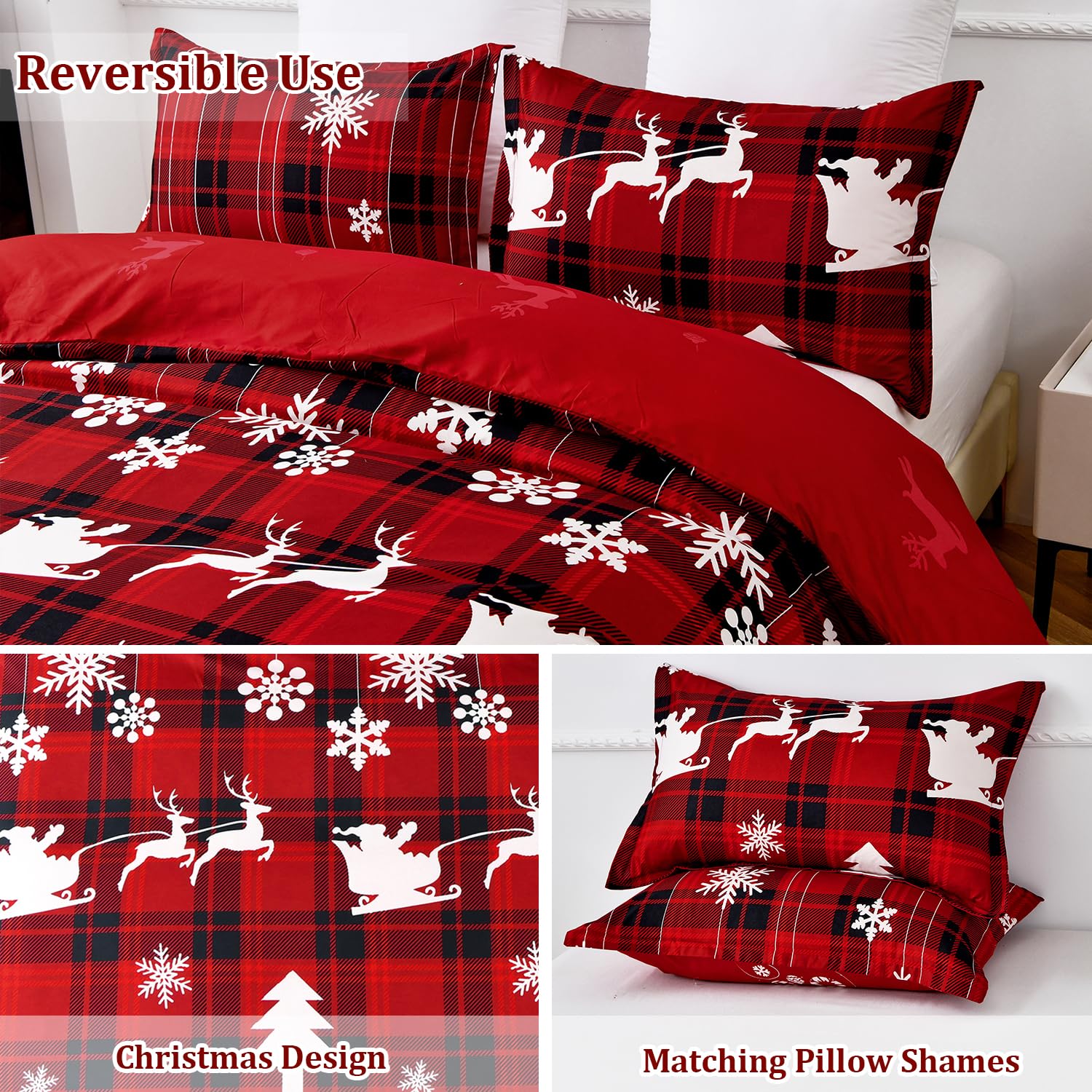 Fondream Christmas Double Duvet Cover Set with 2 Pillowcases - Image 4