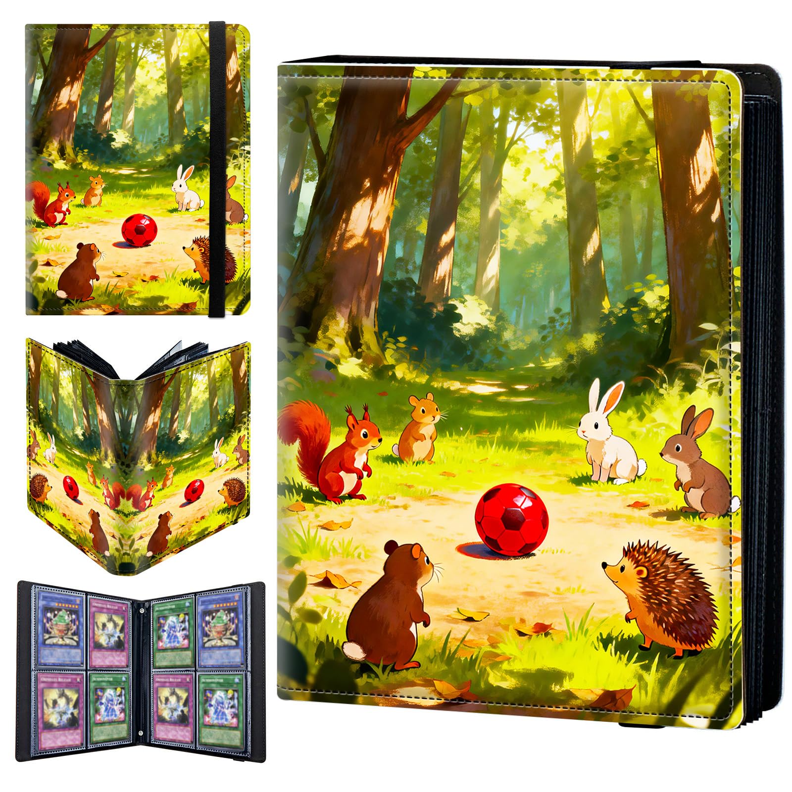 4 Pocket Trading Card Binder 240 Side Loading Pocket Album with Forest Football Pattern Design Card Binder for Sports Cards & Game Cards — image 1