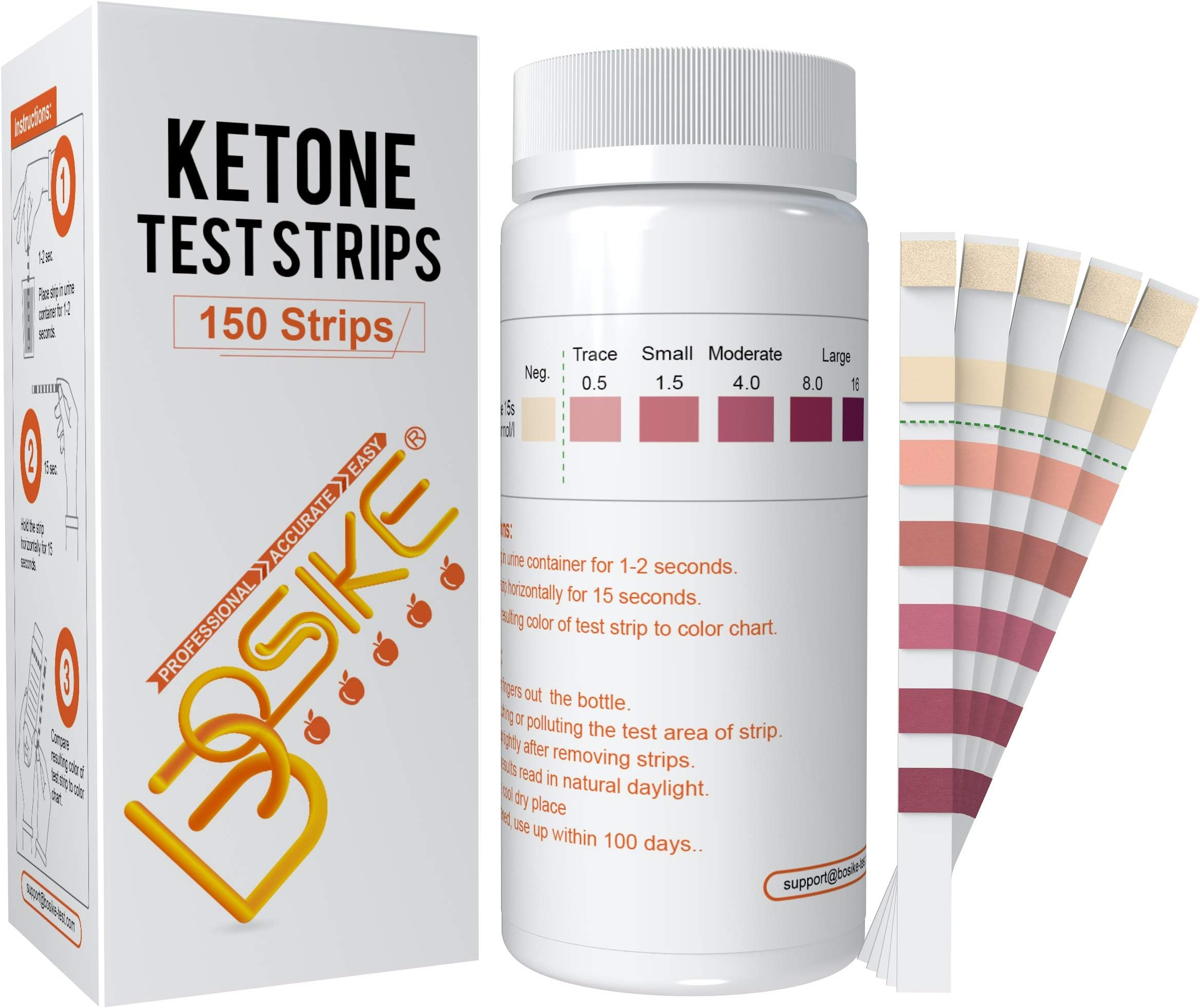 BOSIKE Ketone Test Strips, 150 Ketosis Measuring Sticks Kit, Accurate and Professional Meter Measurement of Urinalysis Strips Sticks