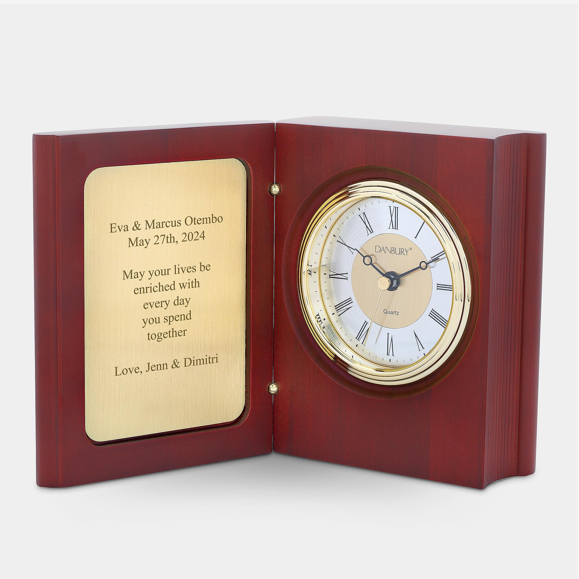 THINGS REMEMBERED Engraved Mahogany-Finish Small Book Clock and Keepsake (Free Customization)