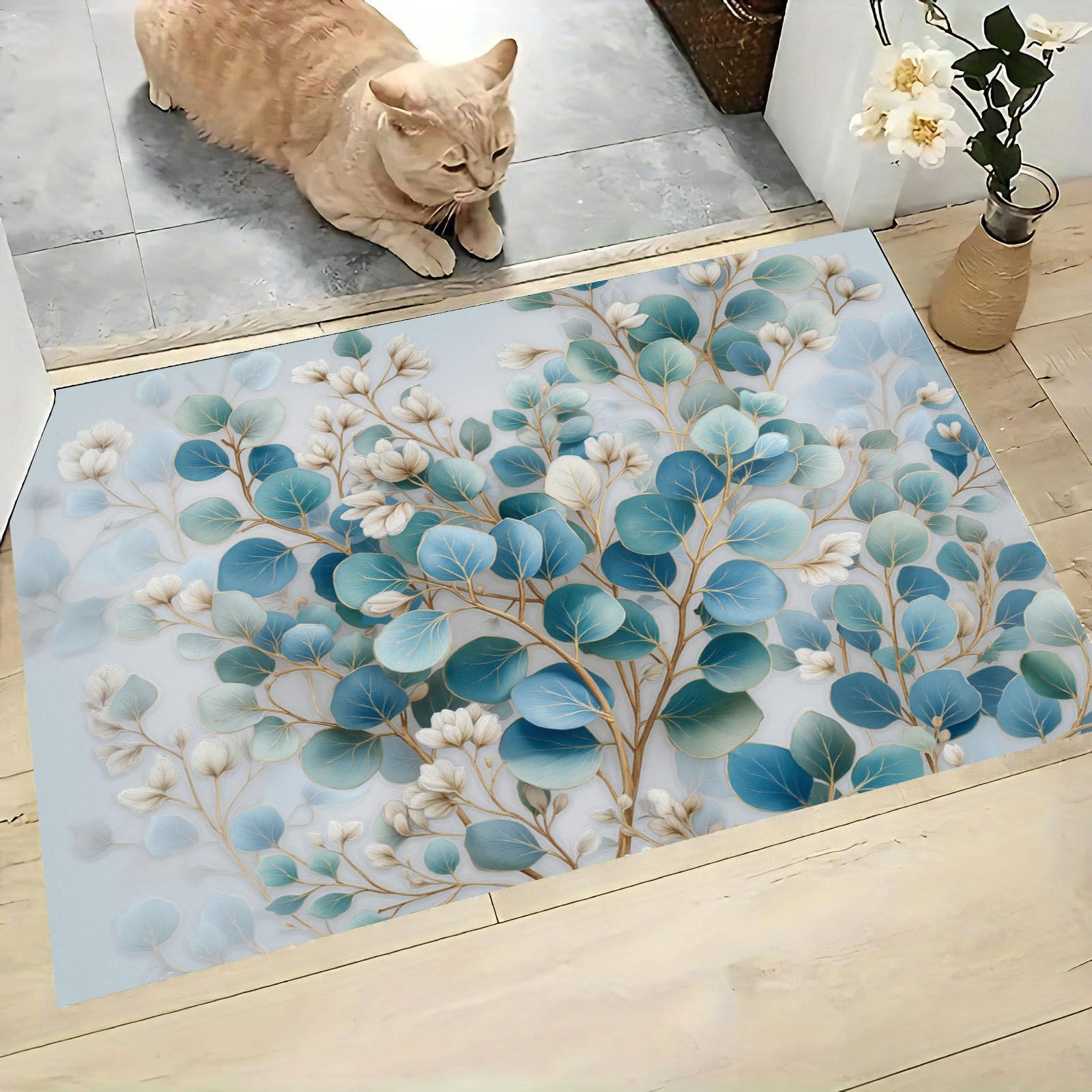 Tapis de porte intérieur eucalyptus pour une entrée de chambre accueillante