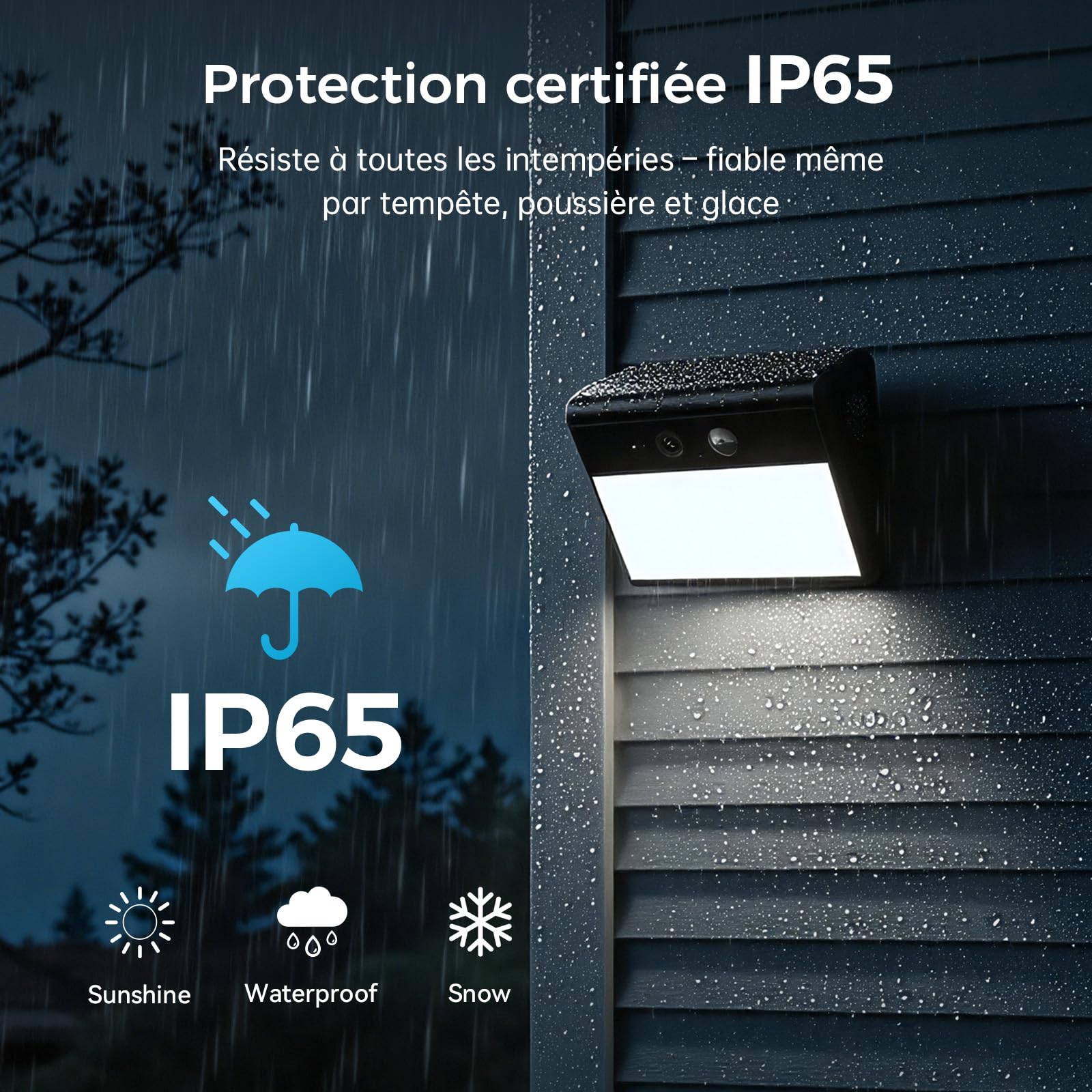 Woox Camera Exterieur Solaire avec éclairage Mural, 2K Caméra Surveillance WiF Exterieure sans Fil Batterie, éclairage Activation par Mouvement, avec Détection IA, Vision Nocturne en Couleur, IP65