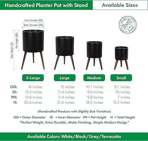 Miniatura 3 de Maceta de interior de mediados de siglo alto de 8, 10, 12 y 14 pulgadas.