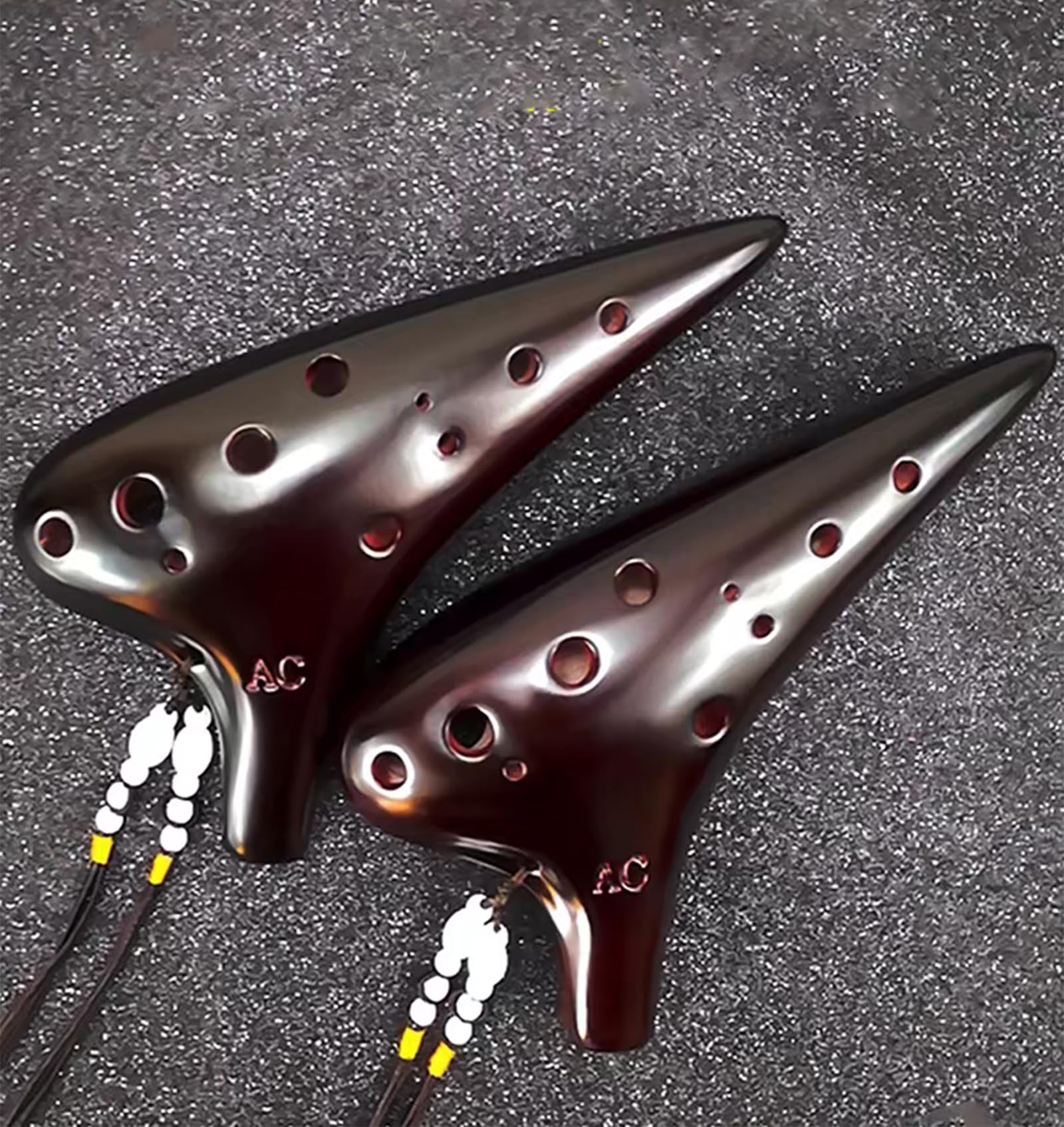 Ocarina Alto Do 12 trous avec manuel et sac de protection, parfait pour les débutants et les performances professionnelles (café fumé)