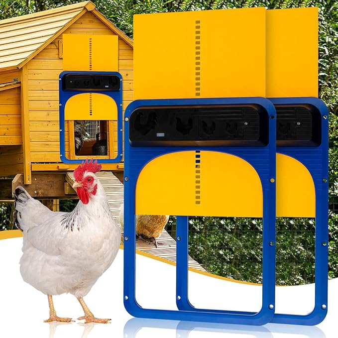2 Pieces Automatic Chicken Coop Door Ip44 Waterproof