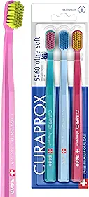 Escovas de Dente, Pacote com 3, Curaprox, Cores Sortidas