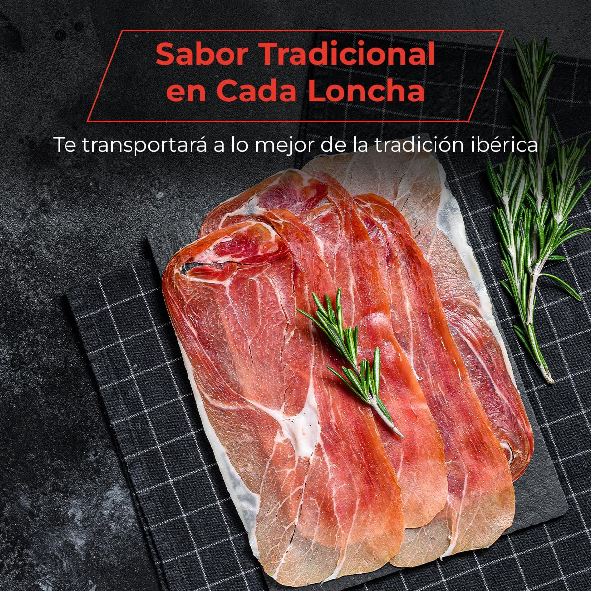 EIbérico - Jamón de Cebo Ibérico 50% Raza Ibérica – Loncheado al Vacío para Mayor Frescura – Sabor Tradicional y Gourmet – Producto Español (Pack 5 Sobres)