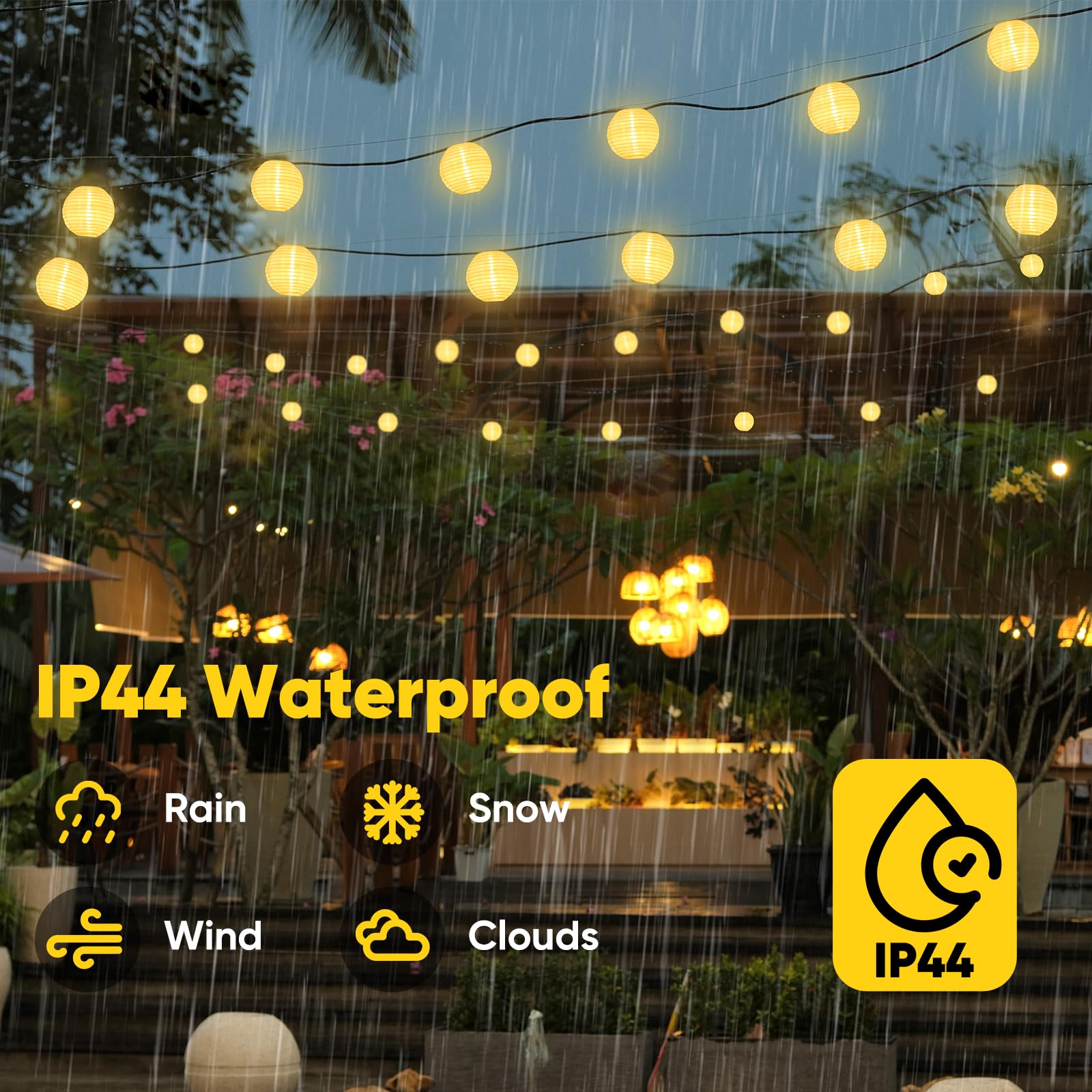 SALCAR Catena luminosa a energia solare per esterni, 20 m, 80 LED, per esterni, resistente alle intemperie, controllo del tempo e funzione di memoria, 8 modalità, per giardino, balcone, cortile,