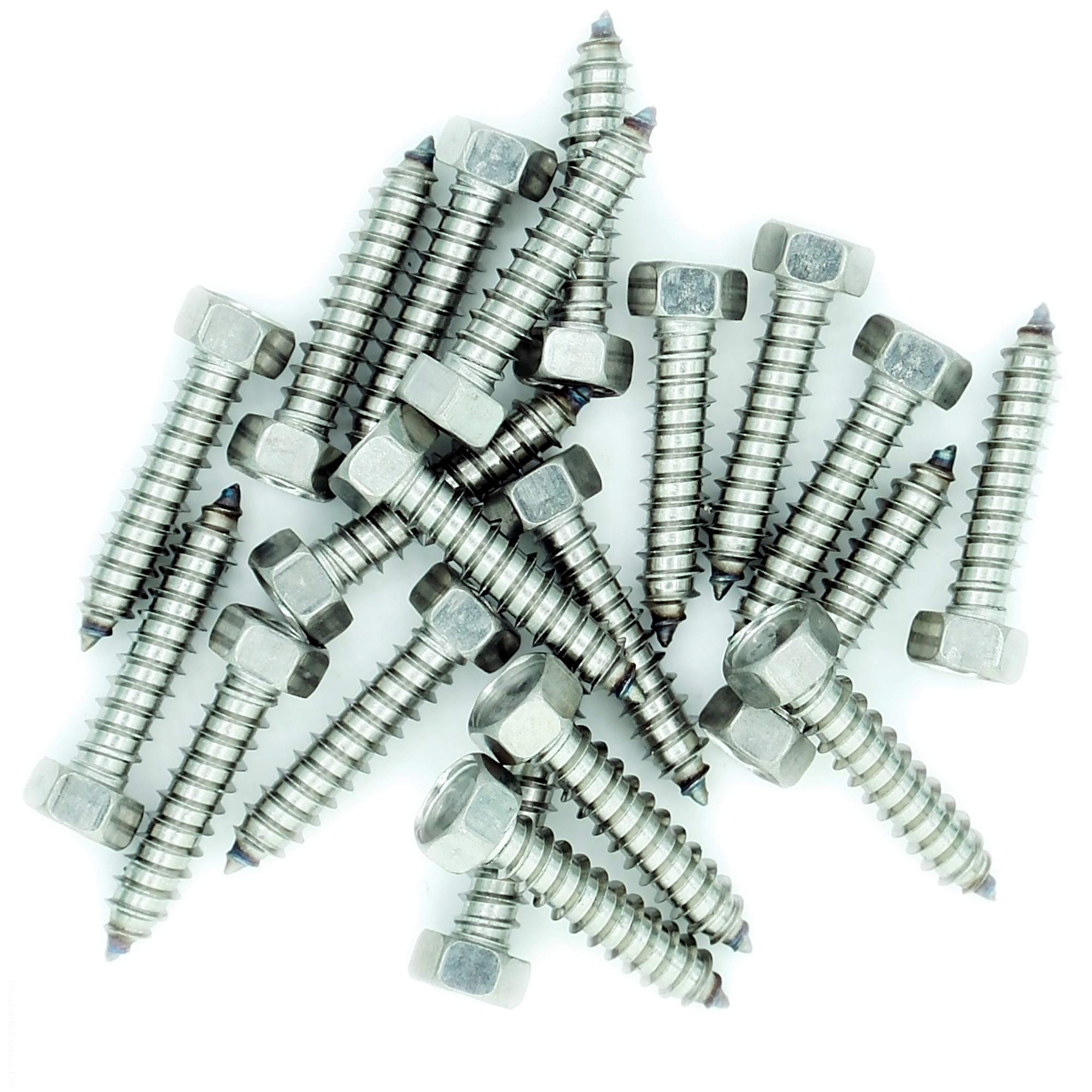 Singularity Supplies Silver No.8 X 2 (4.2Mm X 50Mm) Hex Self-Tapping Screw - Stainless Steel (A2) (Pack Of 20)