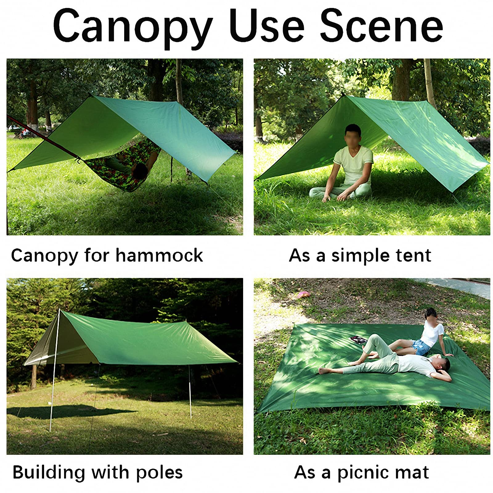 Toldo Parasol Impermeable + Conjunto de Hamaca con mosquitera, Tienda campaña con Hamaca para Mosquitos para Acampar en el Campo, Columpio aéreo para Patio de jardín