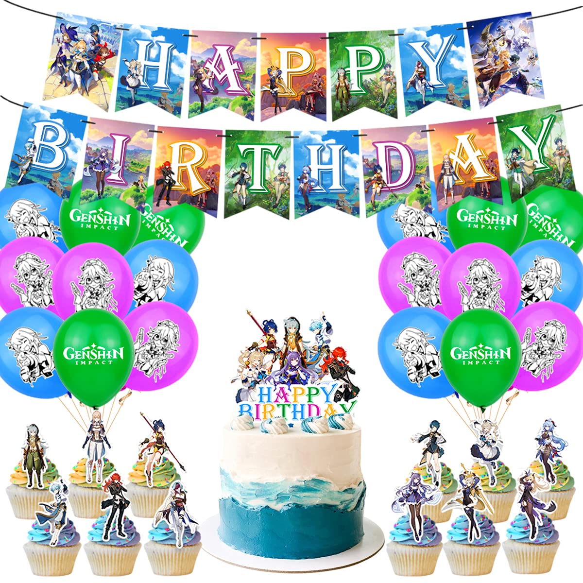 Genshin Impact Birthday Party Supplies, Genshin Impact Theme Party Decoration set