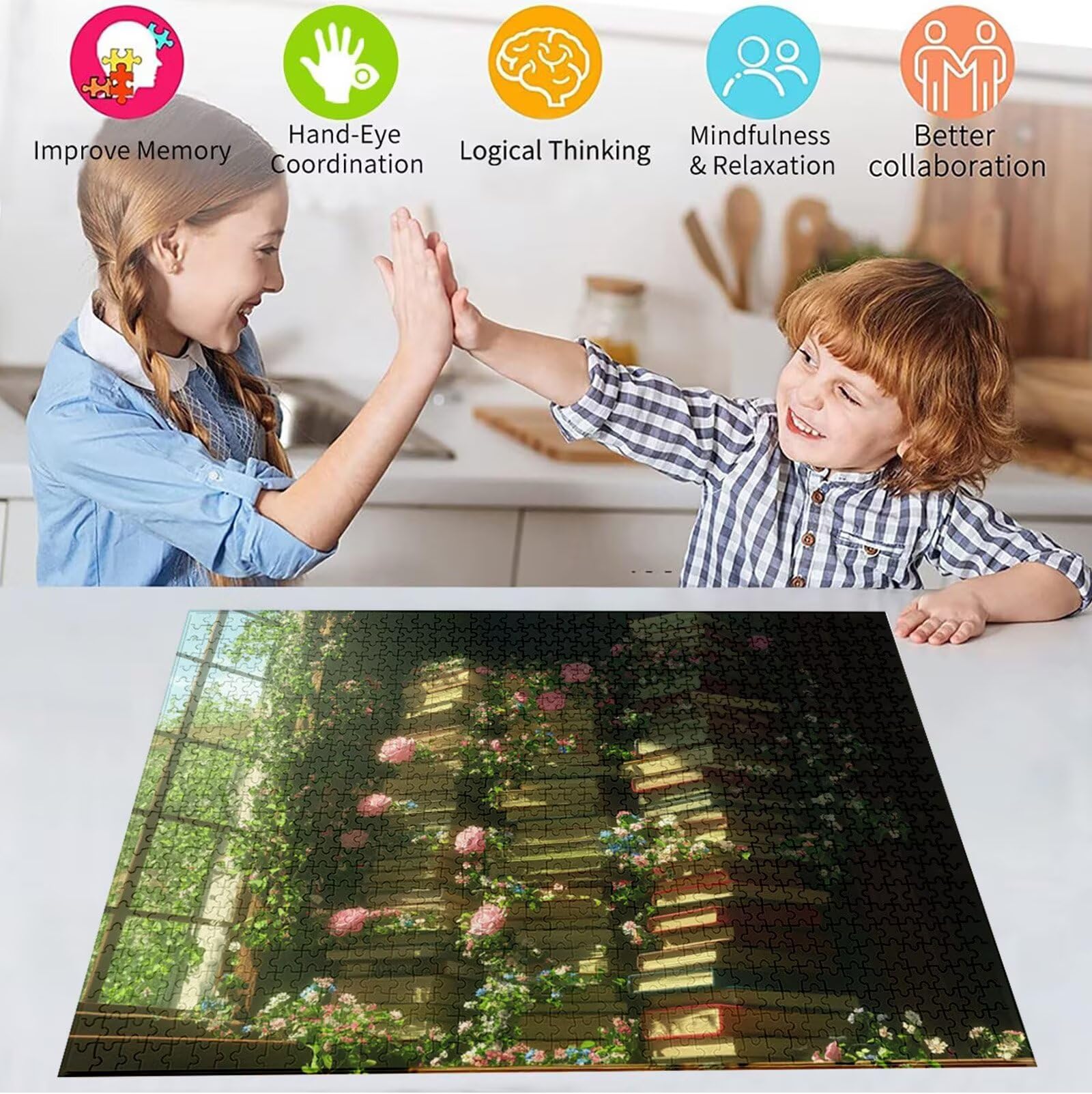 Puzzle 5000 Pezzi, 3 4 5 Anni Puzzle Rosa 6 7 8 Anni Giochi Educativi Sostenibili Con Motivi Per Adulti Da Gioco in Legno Di Alta Qualità Jigsaw Libro per Gioco Familiare, 2026 Regalo Natale H-5462
