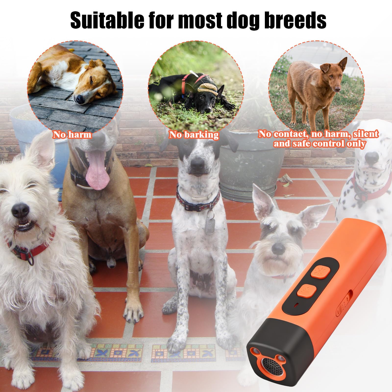 Anti Aboiement Chien Ultrason Puissant, Ultrason Chien avec Lampe Poche LED avec 3 Fréquences Réglables, Boitier Ultrason Chien, Solutions Anti-Aboiement pour Chiens Petit et Grand