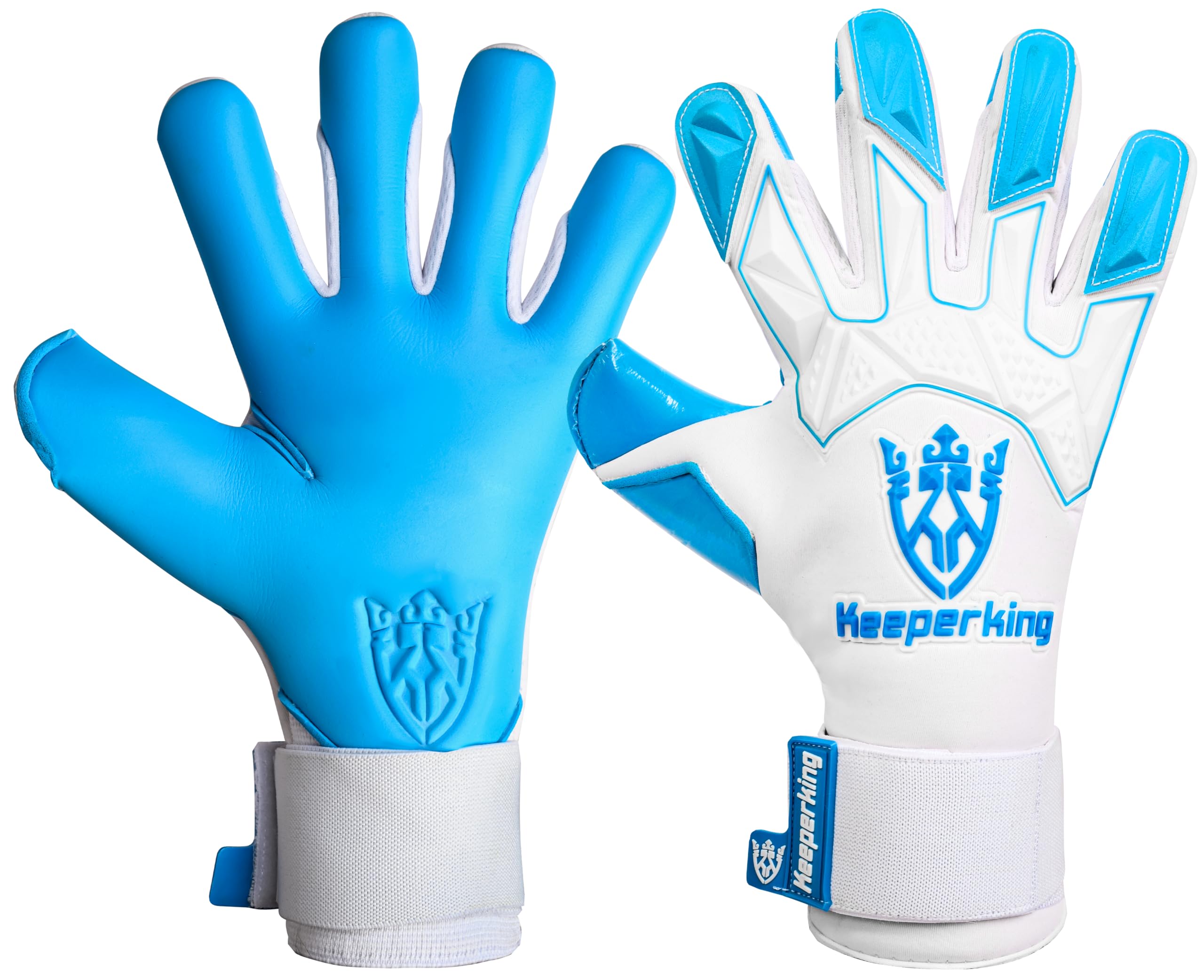 Keeperking Guanti da portiere professionali ibridi con cuciture interne professionali Contact Next Grip, 4 mm, massima aderenza e comfort, con semplice sistema di entrata per guanti da portiere da uomo, adulto, ragazzi