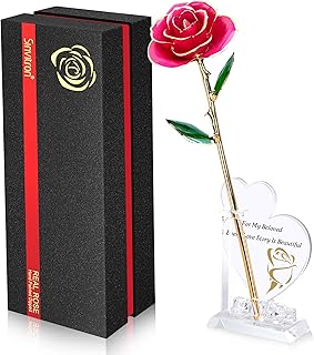 Sinvitron Gold Dipped Infinity Rose Forever Flower Decor, Resin Preserve...