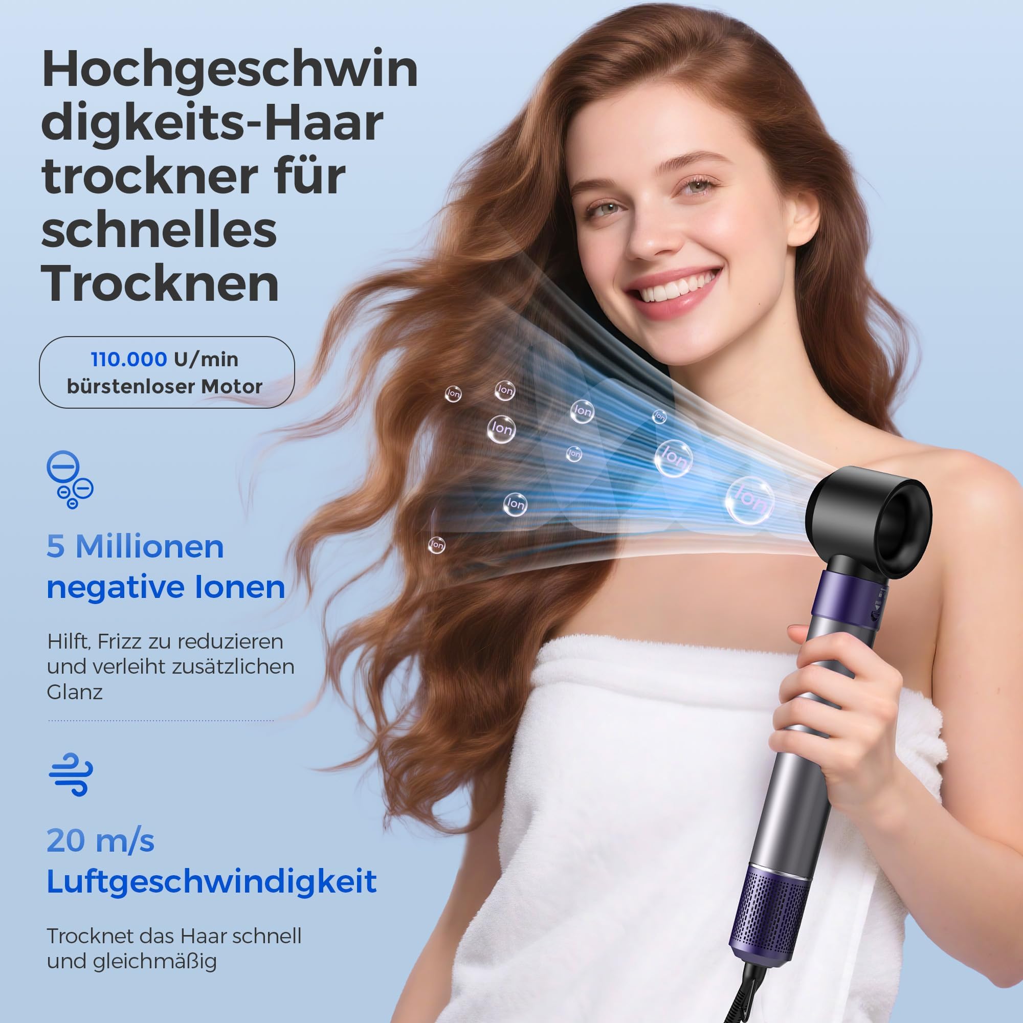Teendow Airstyler zestaw do stylizacji włosów 7 w 1 z torbą do przenoszenia – automatyczna lokówka, Beach Waves Styler, suszarka jonowa, suszarka do włosów, okrągła suszarka do włosów i prostownica