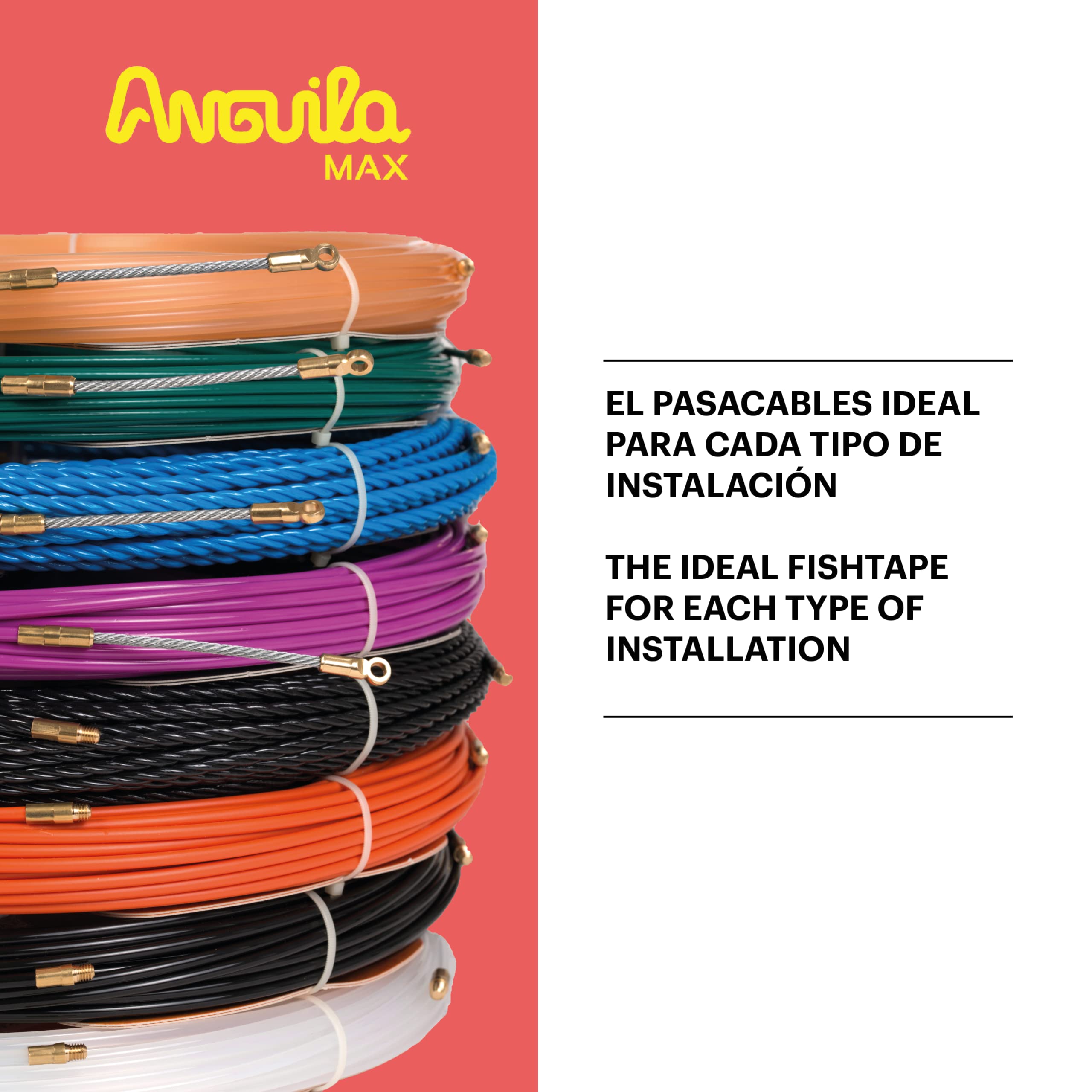 Anguila Max | Guía Pasacables | Terminales Mixtos | Acero + Nylon | Color Púrpura | Diámetro 4mm | 12 metros