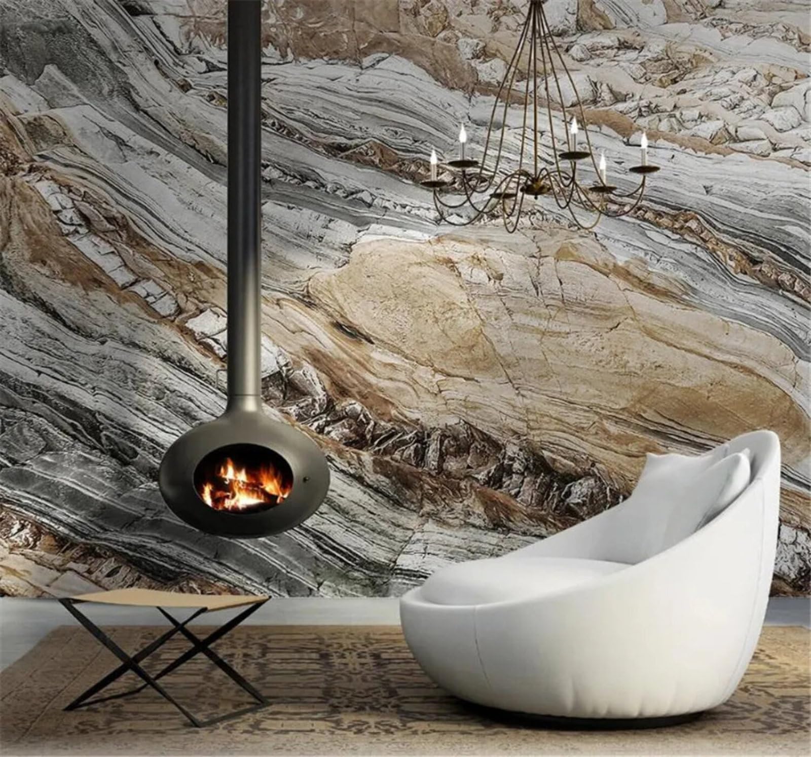 Tzxztt Abstract Grey Luxury Marble Effect Texture Modern 3D Wallpaper Premium Textured Silk Neutral Tones Material Ideal for Living Room Bedroom-400cm×280cm