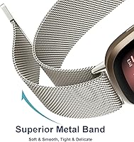 Vista 3 de Bandas de metal compatibles con Fitbit Versa 3/Versa 4/Fitbit Sense/Sense 2 para mujeres y hombres, correa de malla de acero inoxidable transpirable