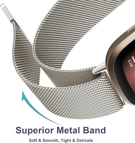 Miniatura 3 de Bandas de metal compatibles con Fitbit Versa 3Versa 4Fitbit SenseSense 2 para mujeres y hombres, correa de malla de acero inoxidable transpirable