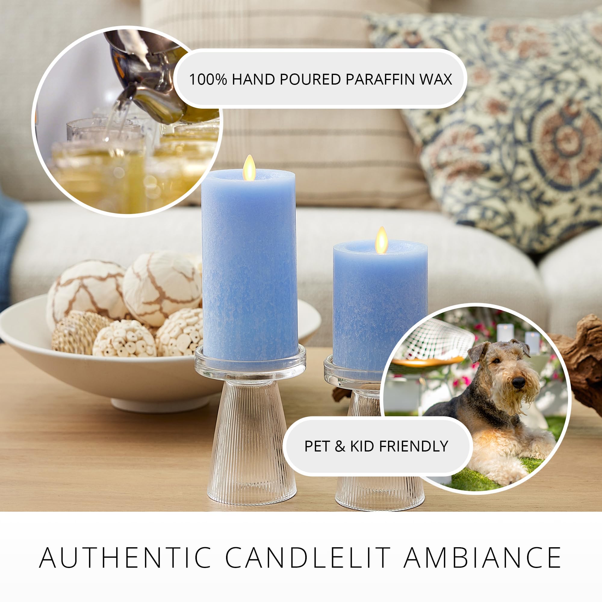 Amazon.com: Luminara Sea Glass Flameless Candle, Cornflower 3