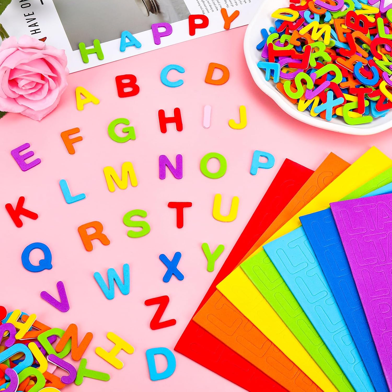 720 Pcs Foam Letter Stickers, 8 Colors 1 Inch 3D Self-Adhesive EVA ABC Alphabet Stickers for Kids Crafts, School Projects, Scrapbooking, Card Making and Party Decorations
