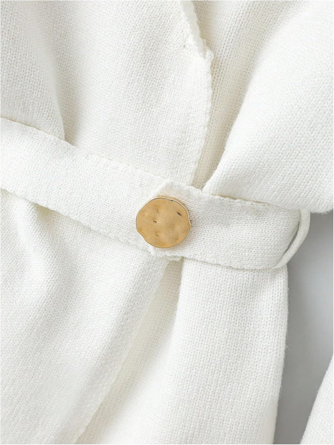 Verdusa Women's Old Money Belted Cardigan Long Sleeve Wrap V Neck Asymmetrical Sweaters - Image 3