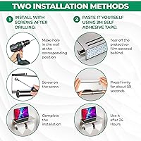 Vista 6 de Soporte de papel higiénico – Soporte de papel higiénico de aluminio de doble rollo con estante para teléfono móvil para baño, autoadhesivo 3M, sin