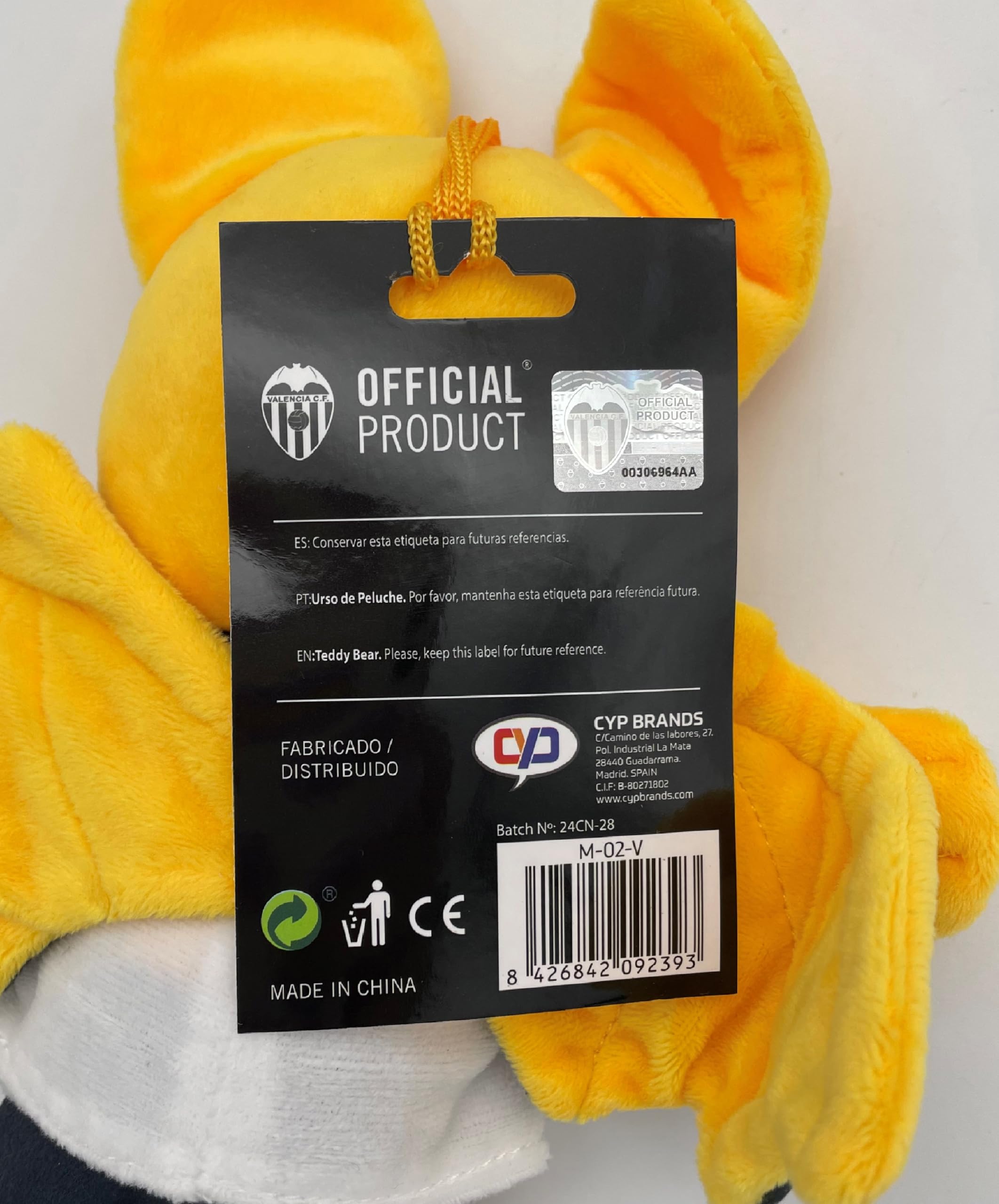 CYP BRANDS Peluche Mascota Valencia 20 cm T-Shirt Blanc