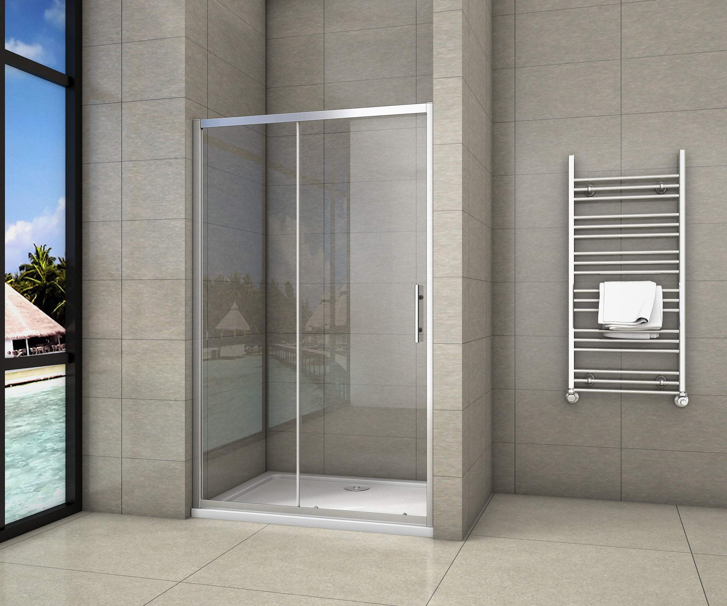 Porte de douche coulissante 140x190cm en niche porte de douche AICA