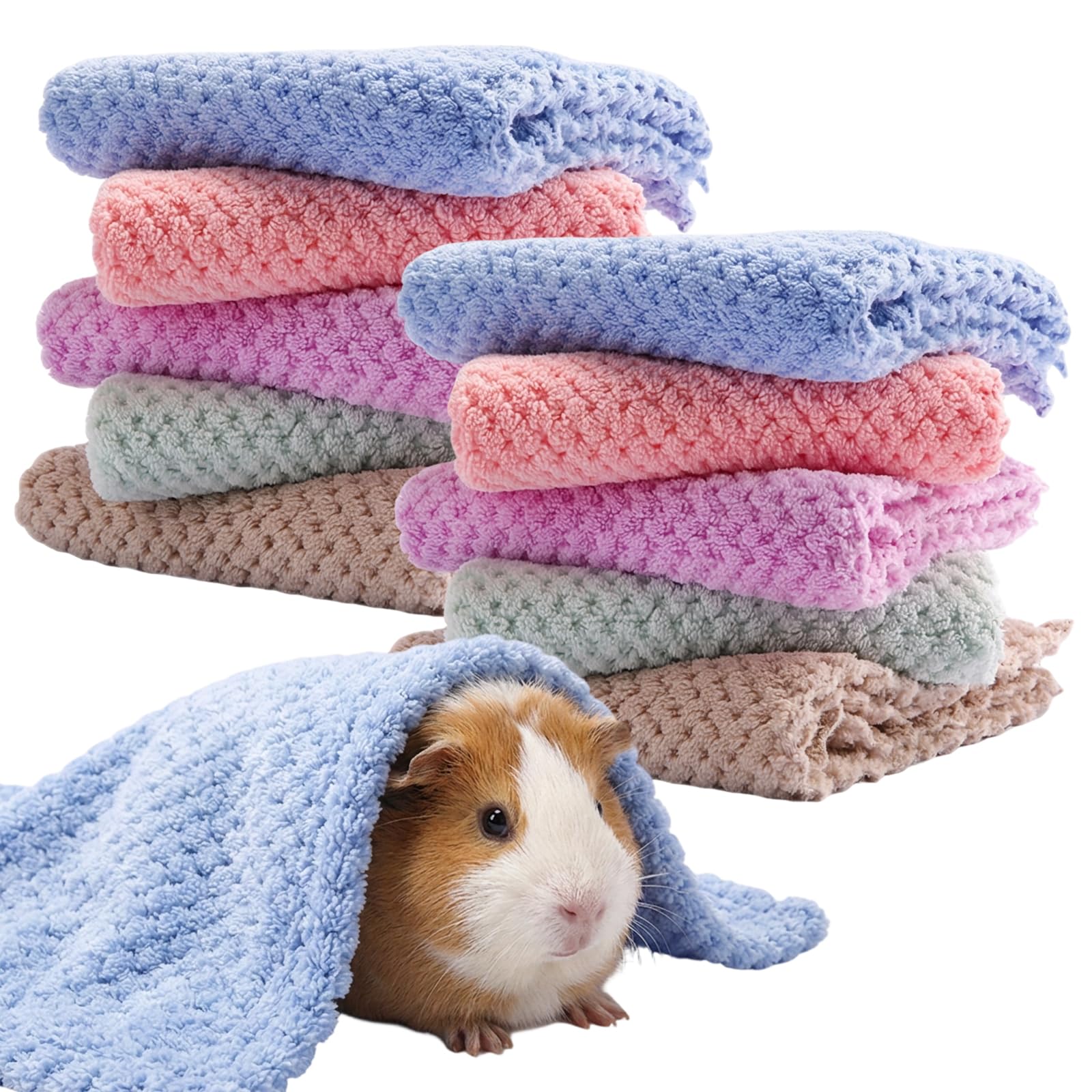 KYEDGC Guinea Pig Blanket, 10-Piece Fleece Mat Set, Soft Cage Liner for Small Pets, Reusable Bedding for Guinea Pigs and Rabbits, Absorbent and Washable Pet Blankets for Daily Use and Travel Comfort