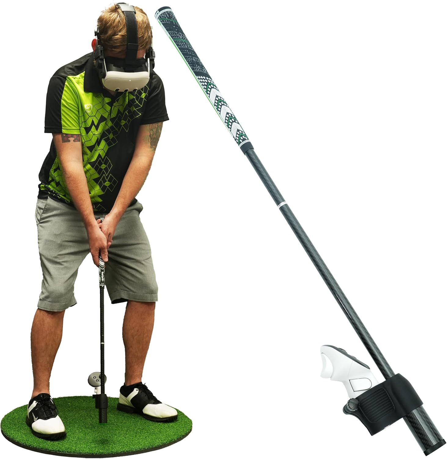 DriVR Elite VR Golf Club Handle Attachment with 3D Printed Thumbscrews – VR Golf Club Handle for Quest 2, 3 and Pro – Adjustable Weighted VR Golf Simulator Grip